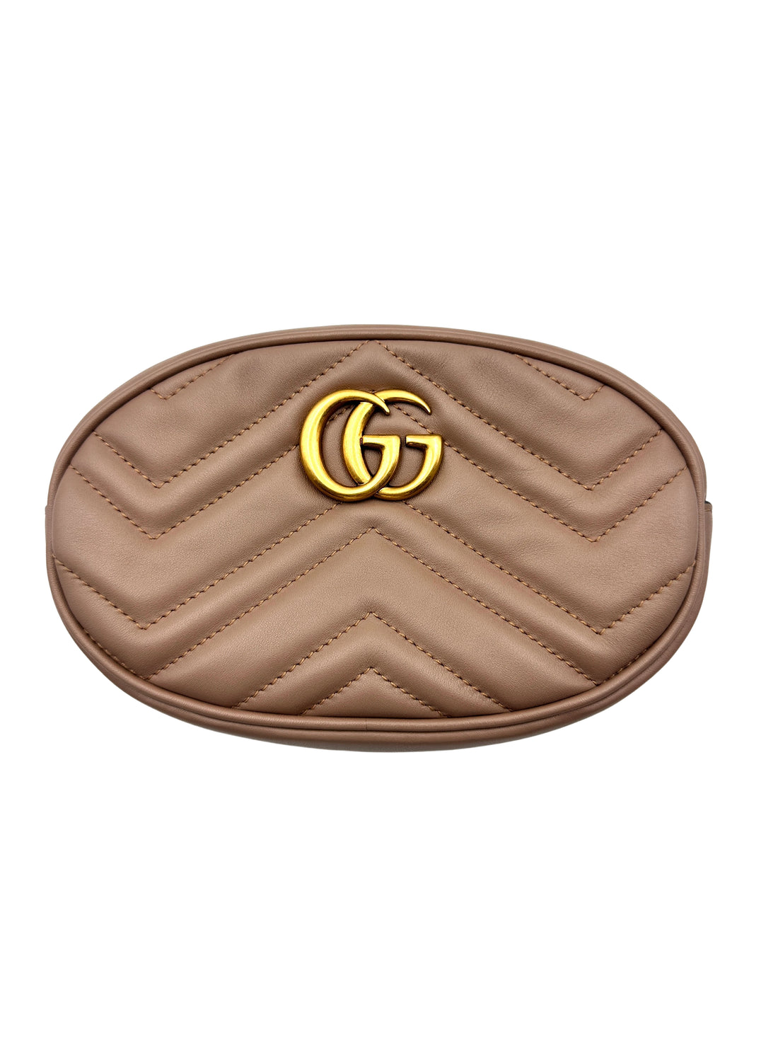 Gucci Chevron-quilted leather Marmont belt bag Beige gg452