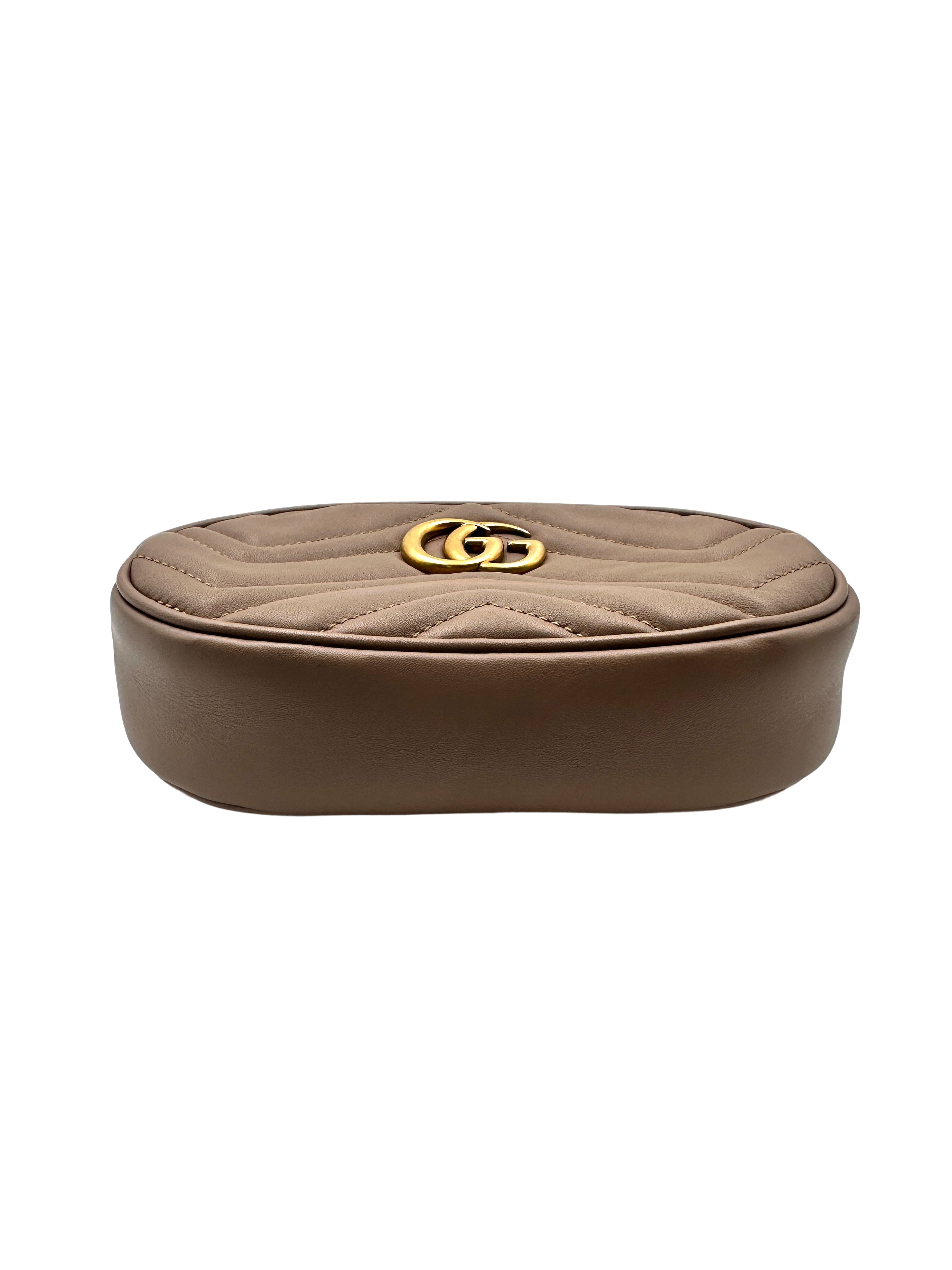 Gucci Chevron-quilted leather Marmont belt bag Beige gg452