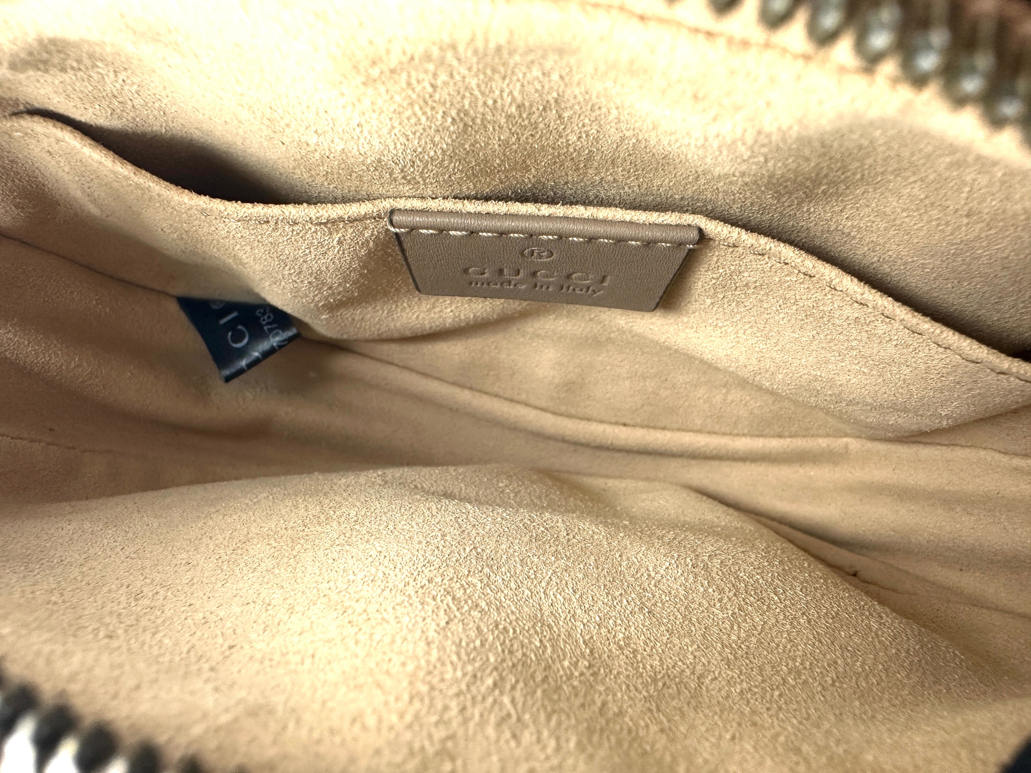 Gucci Chevron-quilted leather Marmont belt bag Beige gg452