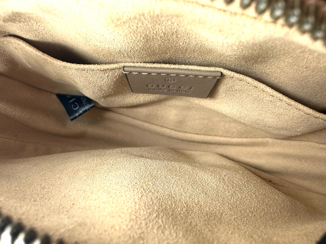 Gucci Chevron-quilted leather Marmont belt bag Beige gg452