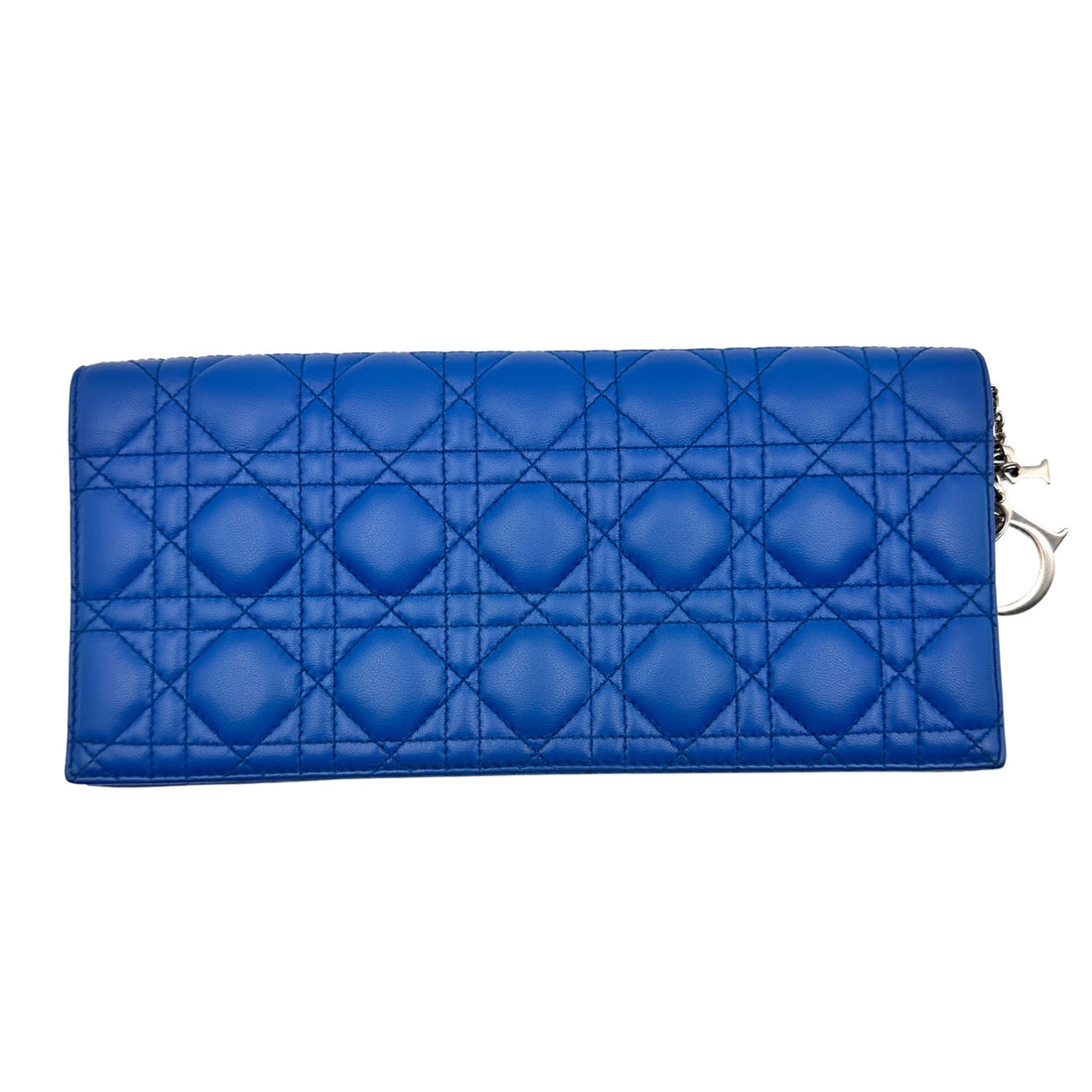 Christian Dior Lambskin Cannage Lady Dior Wallet On Chain Blue DR254