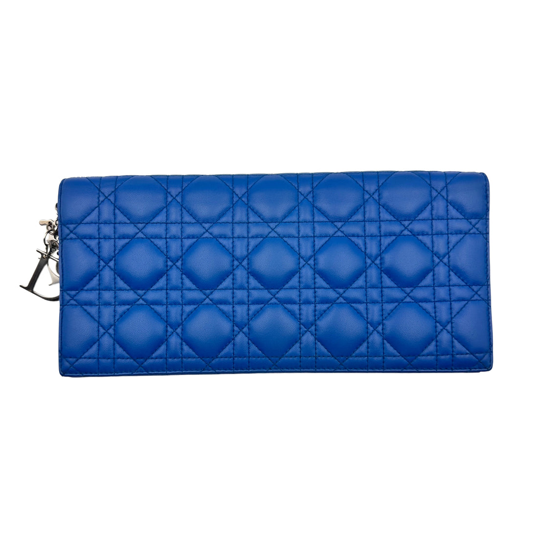 Christian Dior Lambskin Cannage Lady Dior Wallet On Chain Blue DR254