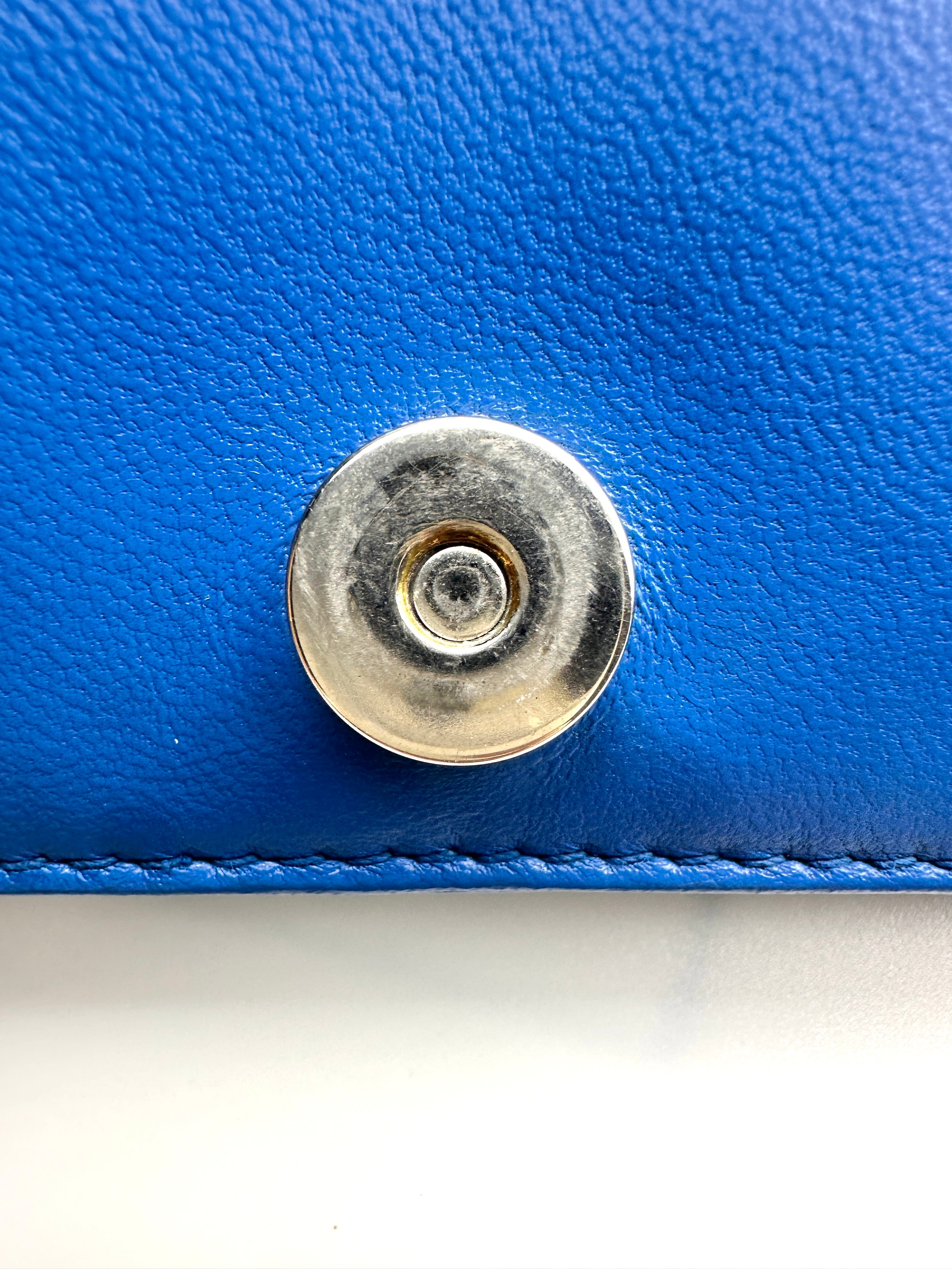 Christian Dior Lambskin Cannage Lady Dior Wallet On Chain Blue DR254