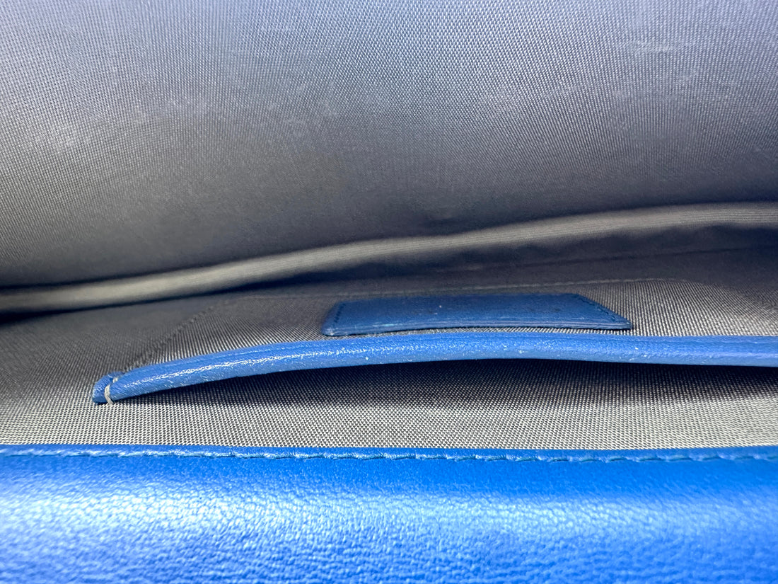Christian Dior Lambskin Cannage Lady Dior Wallet On Chain Blue DR254