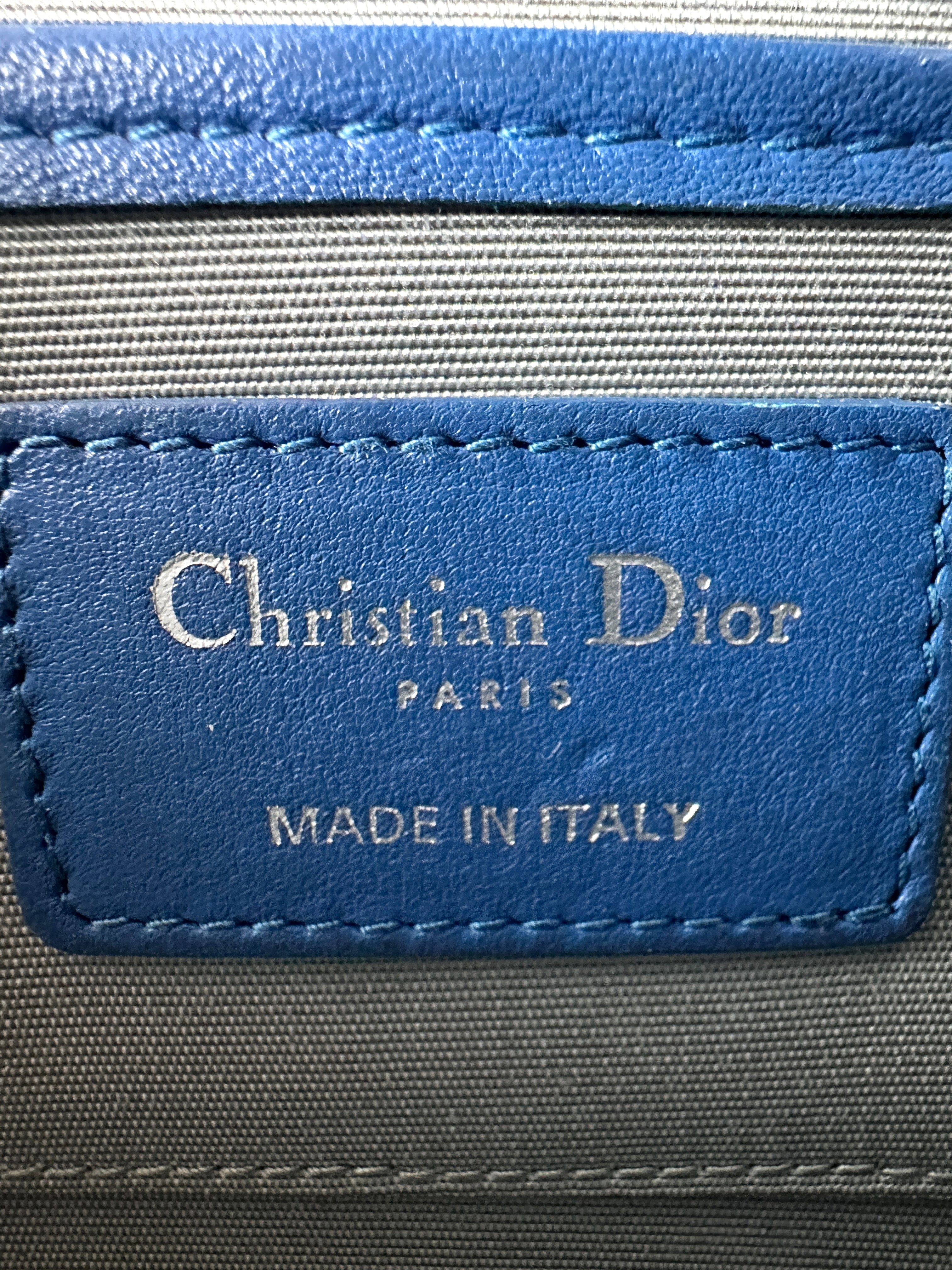 Christian Dior Lambskin Cannage Lady Dior Wallet On Chain Blue DR254