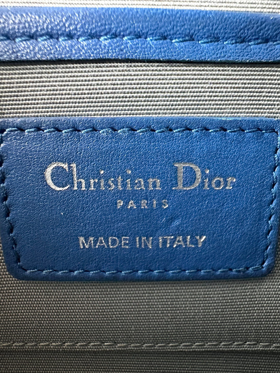 Christian Dior Lambskin Cannage Lady Dior Wallet On Chain Blue DR254