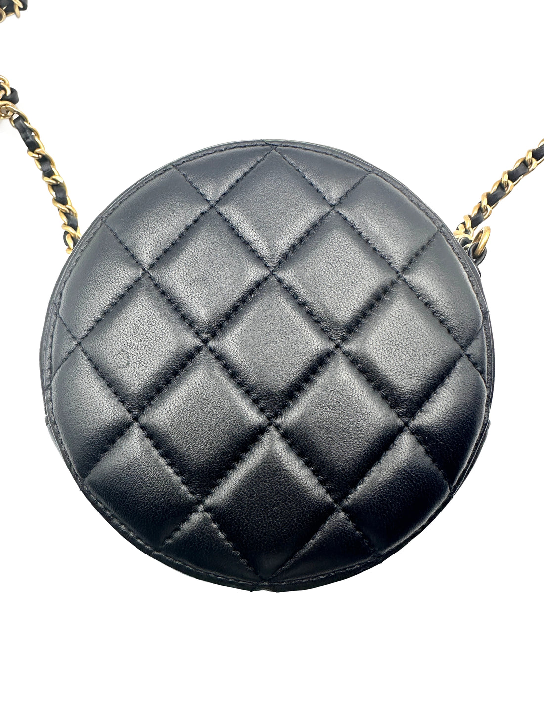 Chanel Quilted Lambskin Round Vanity Crossbody Black (29***57) CC643