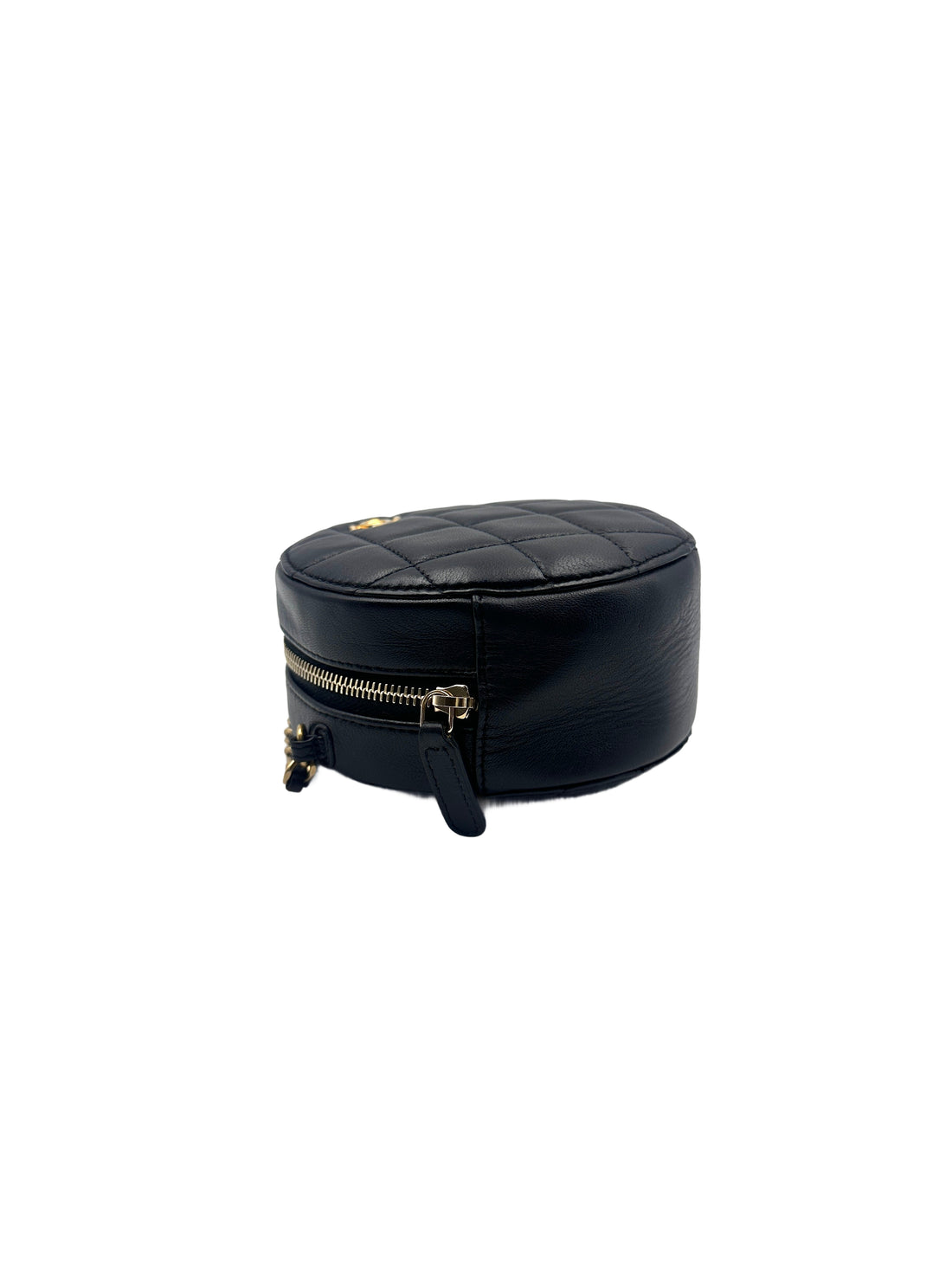 Chanel Quilted Lambskin Round Vanity Crossbody Black (29***57) CC643