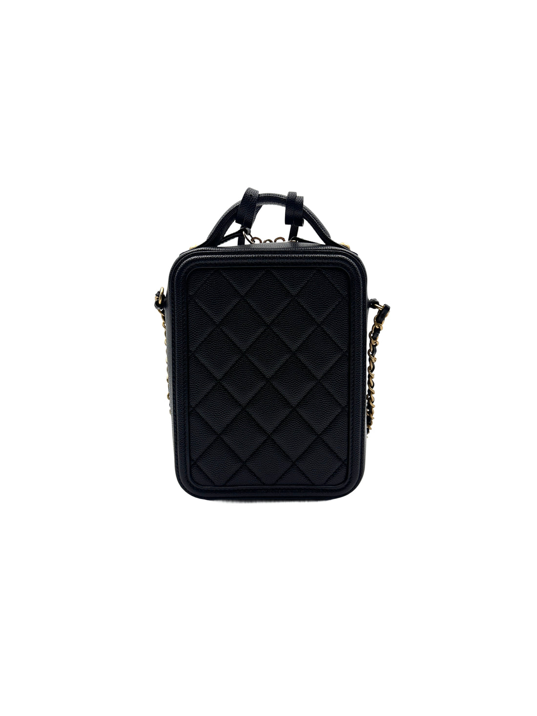 Chanel Caviar Quilted Leather Small CC Filigree Vanity Case Black (28***74) cc671