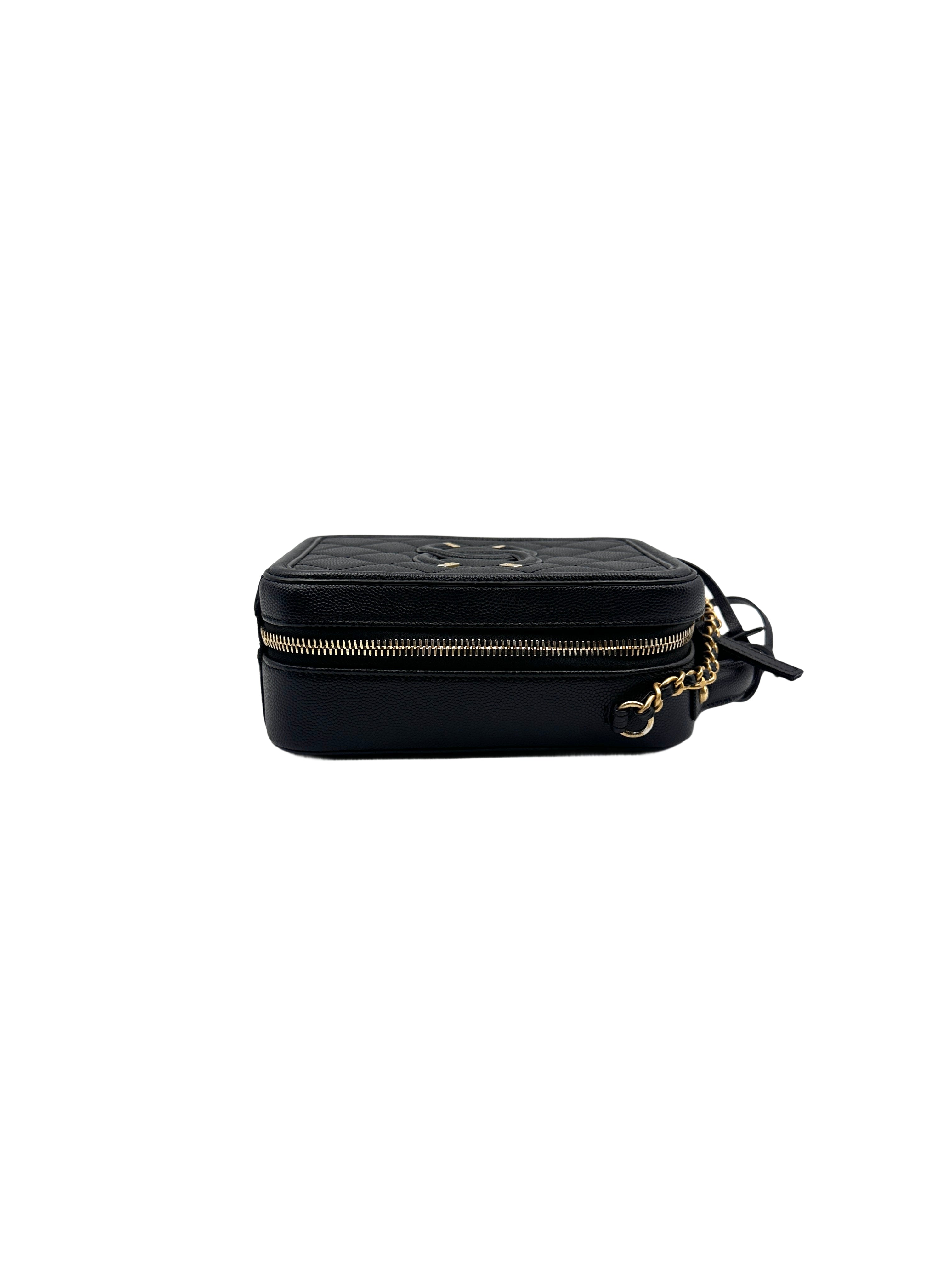 Chanel Caviar Quilted Leather Small CC Filigree Vanity Case Black (28***74) cc671