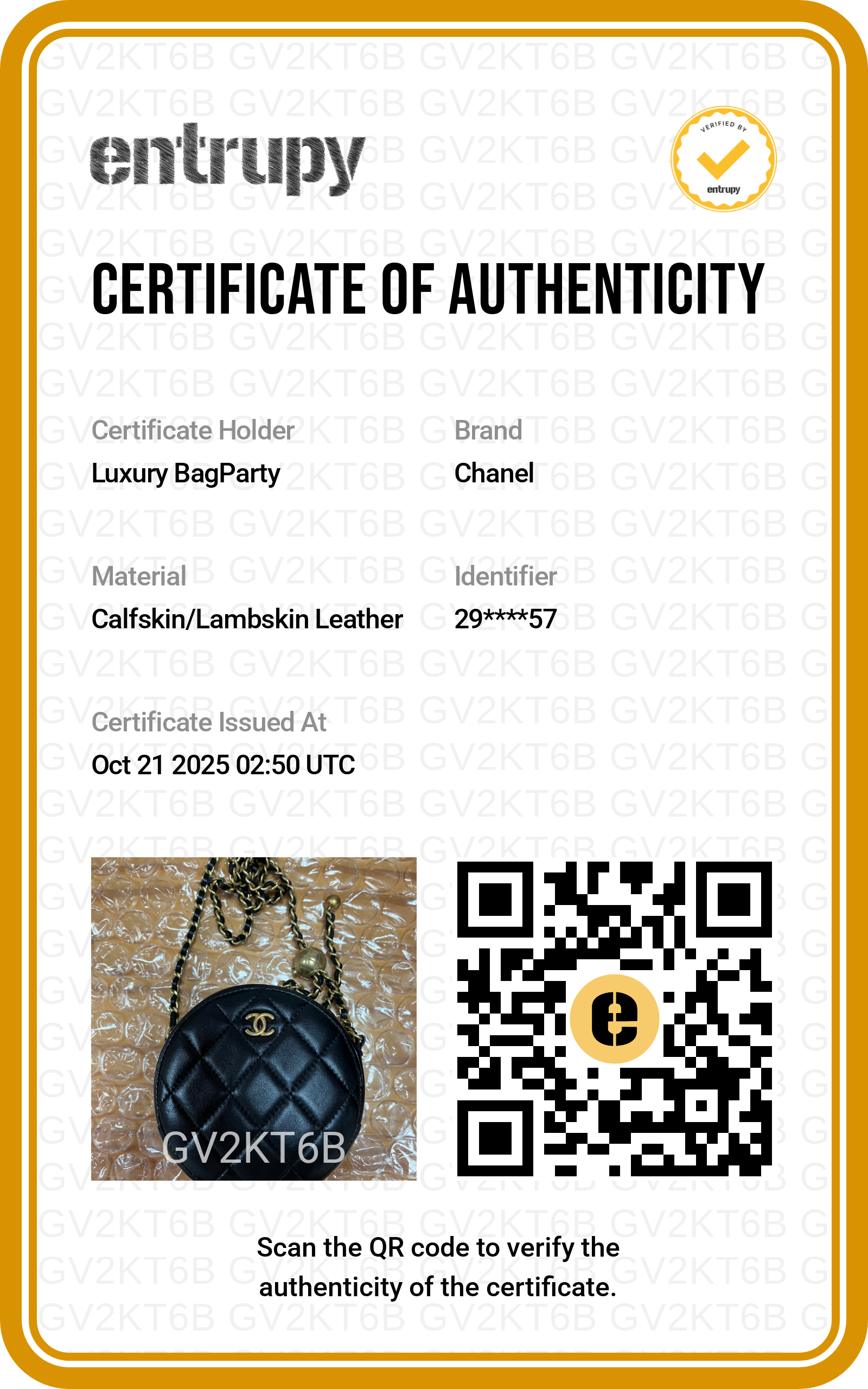 Chanel Quilted Lambskin Round Vanity Crossbody Black (29***57) CC643