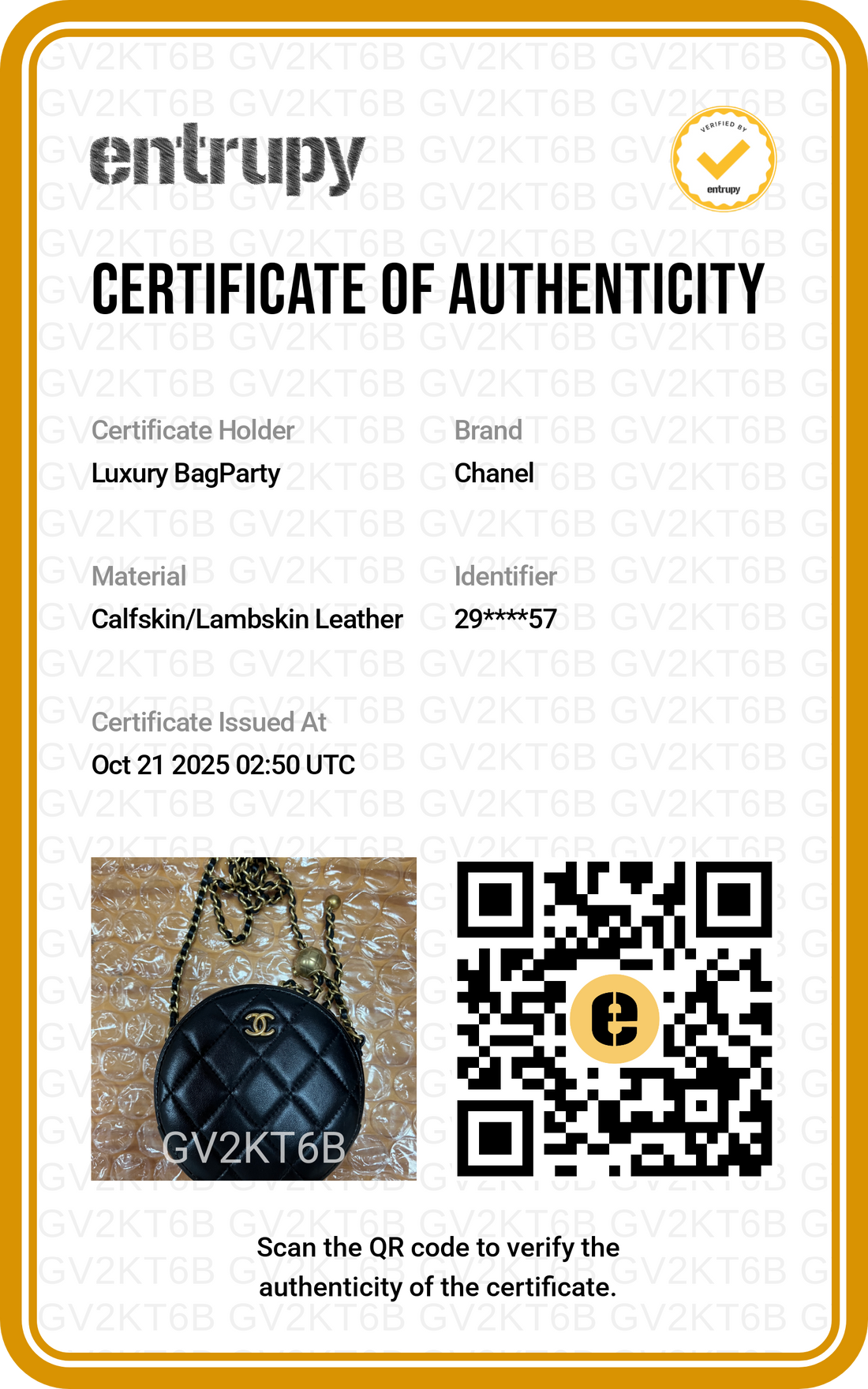 Chanel Quilted Lambskin Round Vanity Crossbody Black (29***57) CC643