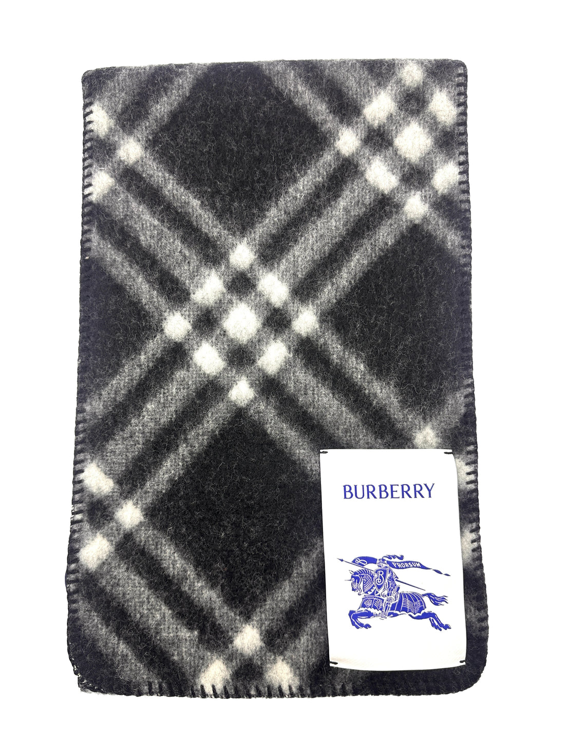 Burberry Black and White Check Wool Scarf BBS03