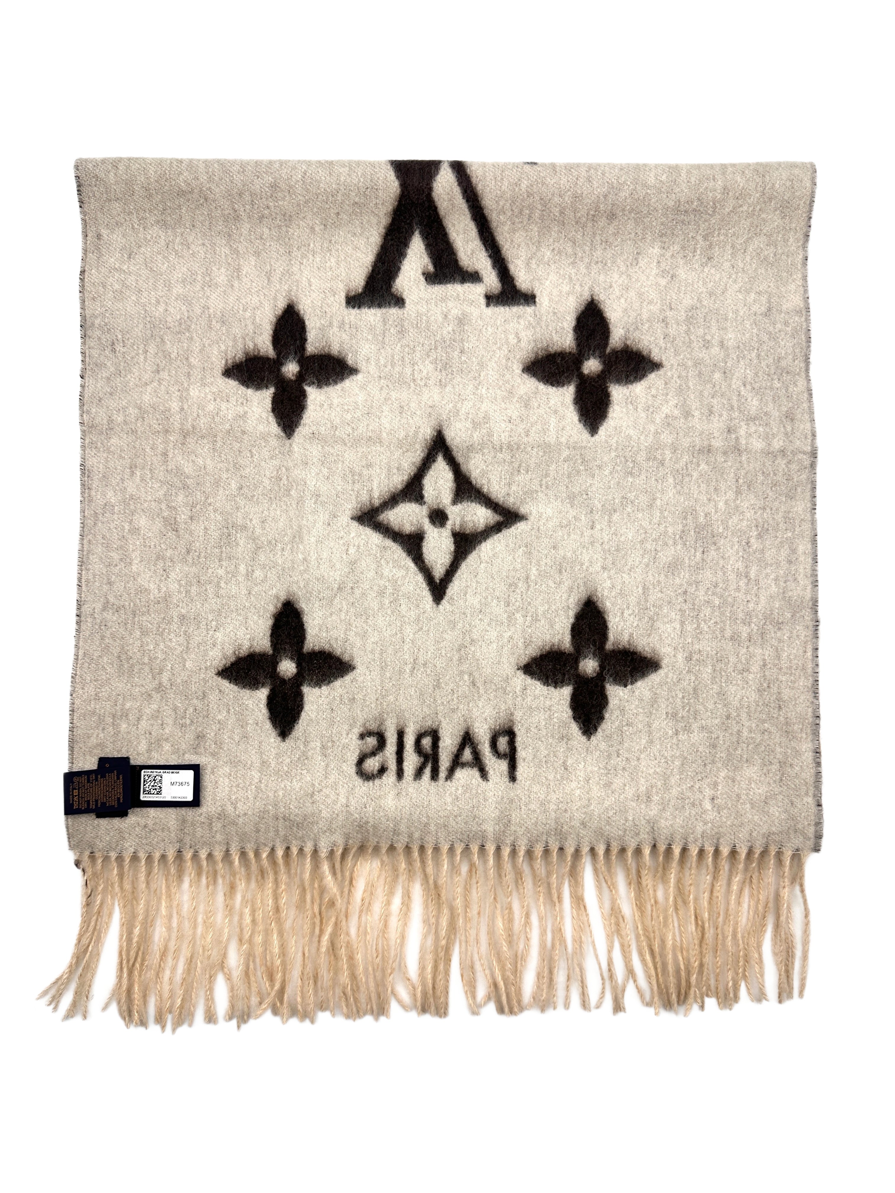 LV 100% Cashmere Oversized Printed Logo Scarf  LVS05