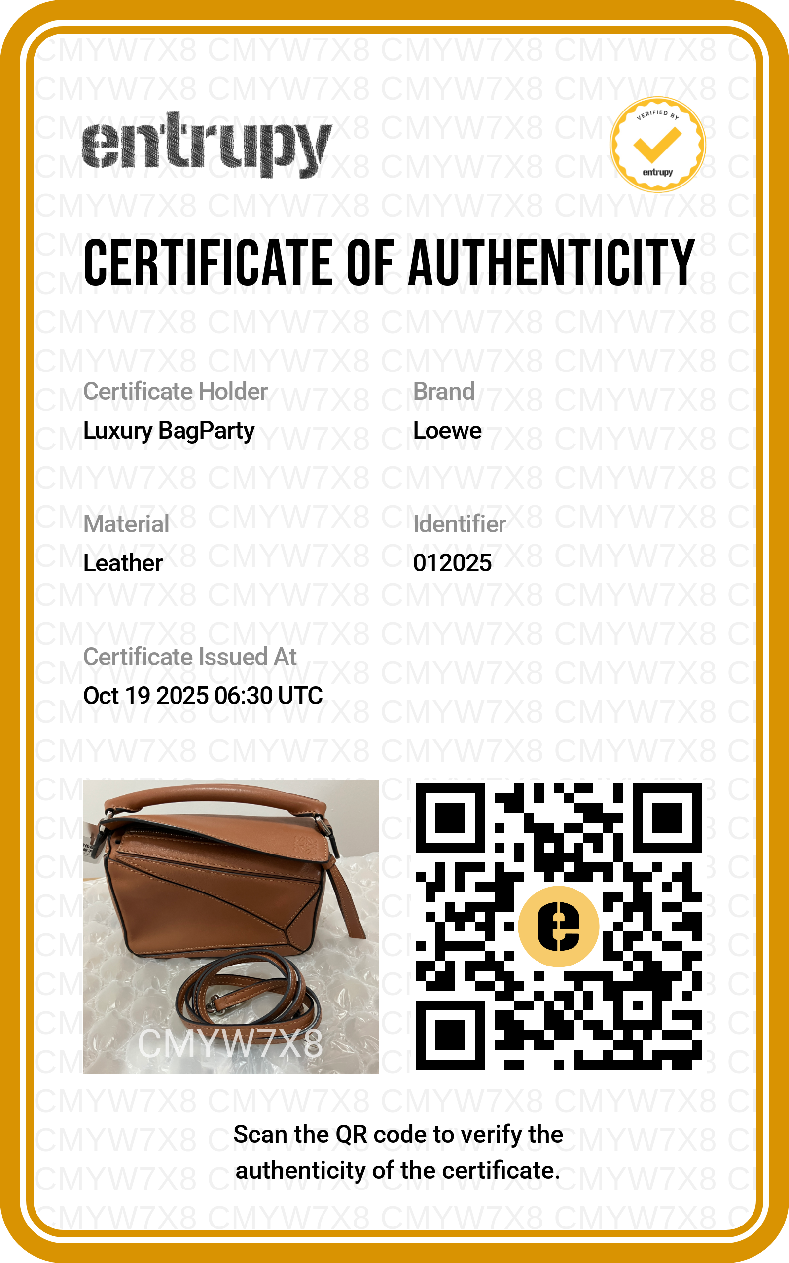 Loewe Puzzle Mini Calfskin Bag Brown  LW26