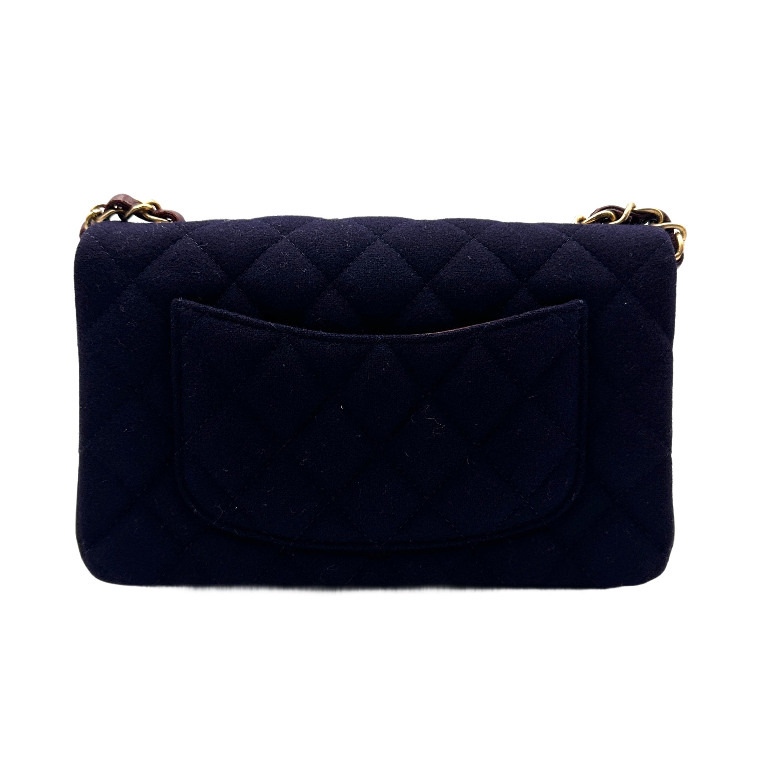 Chanel Mini Rectangular Felt Paris-Hamburg Charms Flap Crossbody Bag CC644
