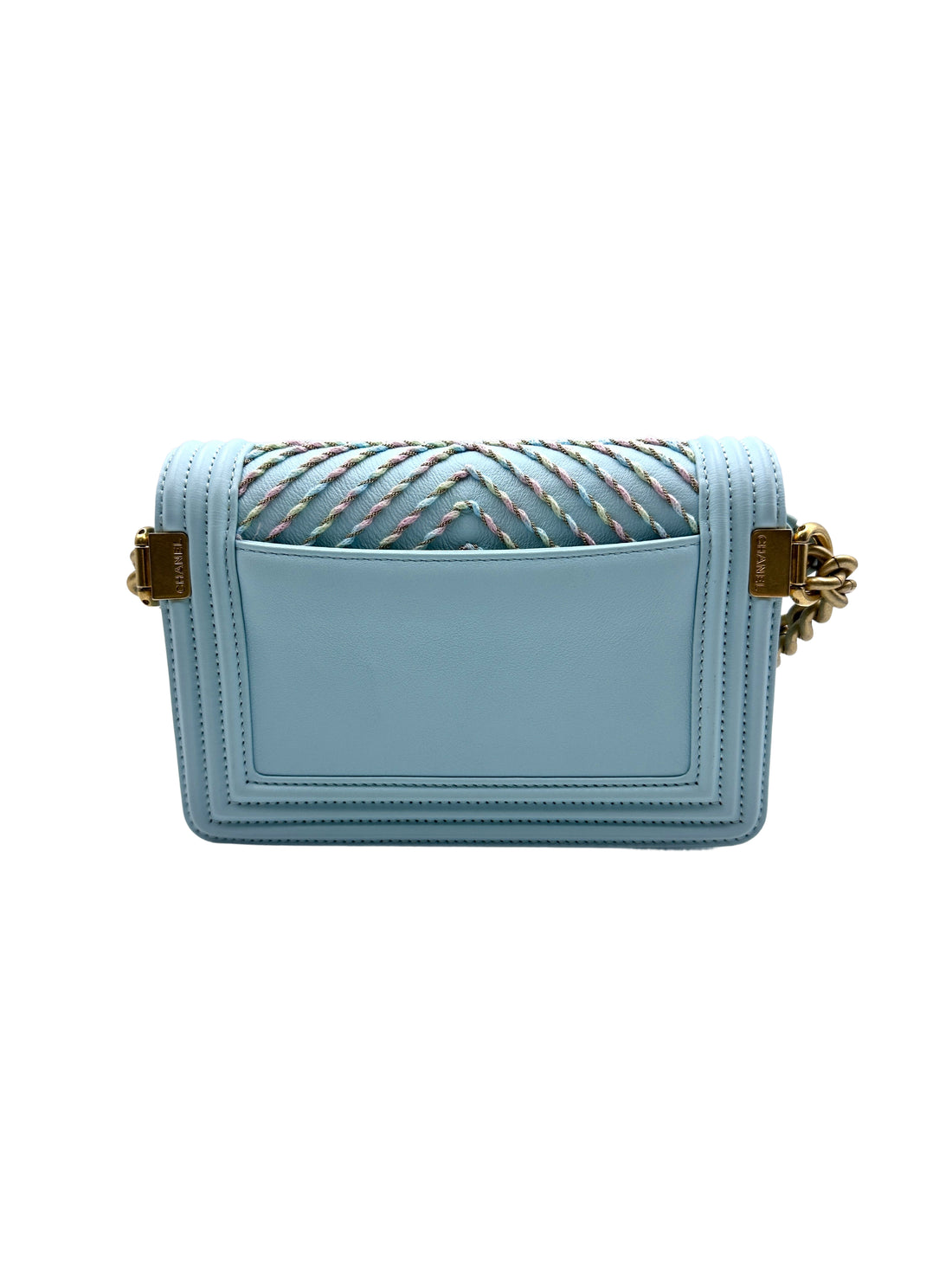 Chanel Chevron Boy Bag Small Blue (27***87) CC760