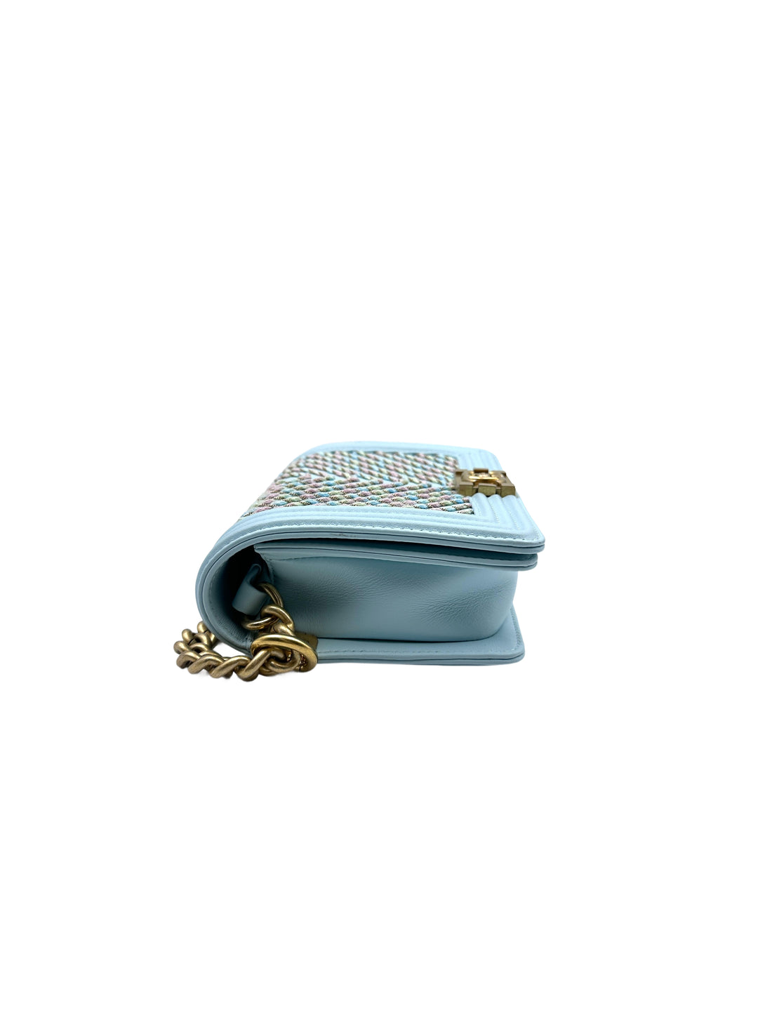 Chanel Chevron Boy Bag Small Blue (27***87) CC760