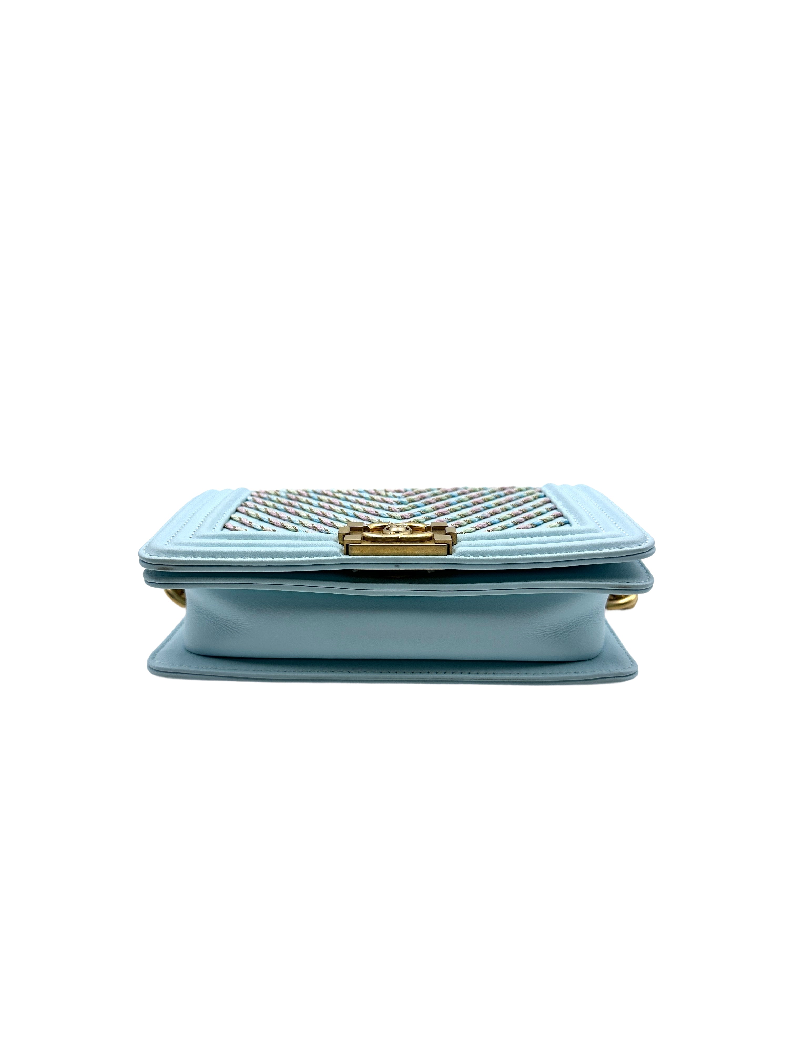 Chanel Chevron Boy Bag Small Blue (27***87) CC760