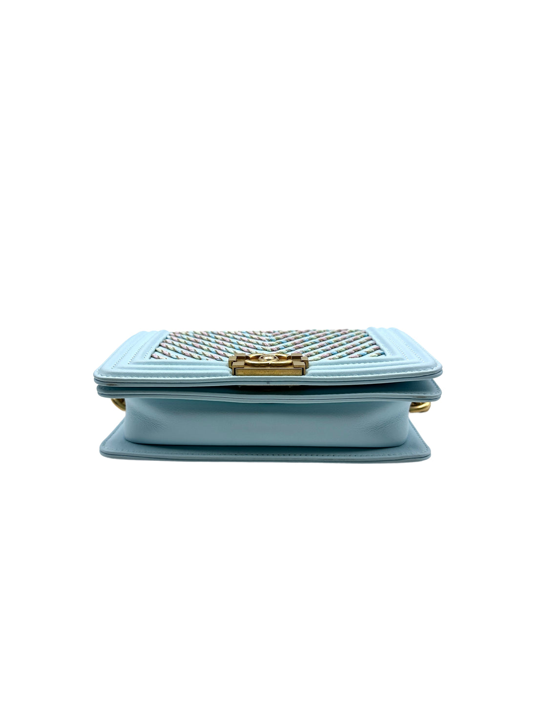 Chanel Chevron Boy Bag Small Blue (27***87) CC760