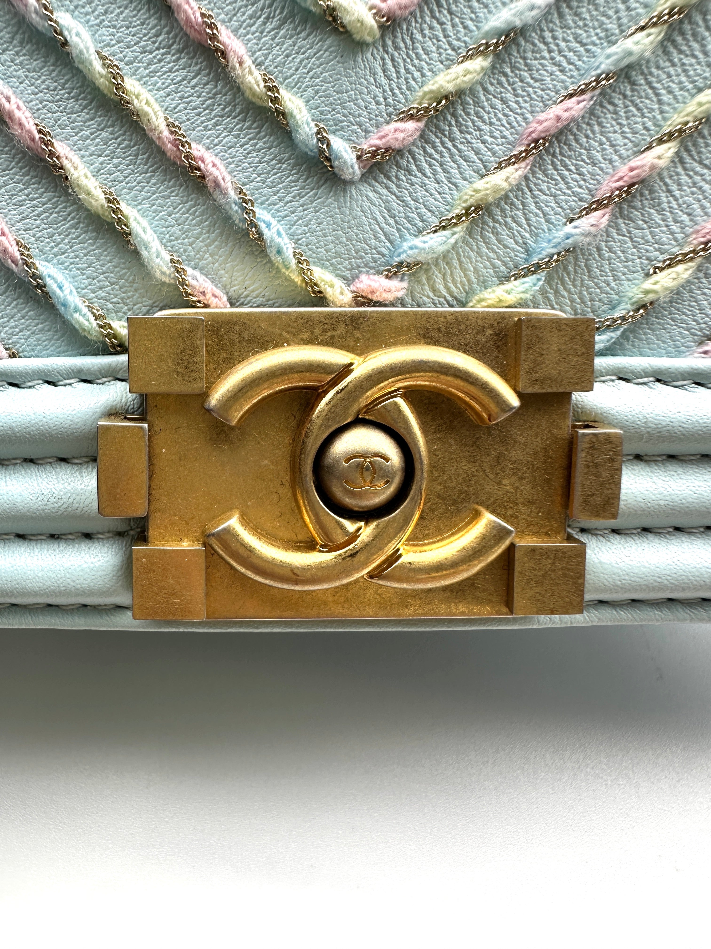 Chanel Chevron Boy Bag Small Blue (27***87) CC760