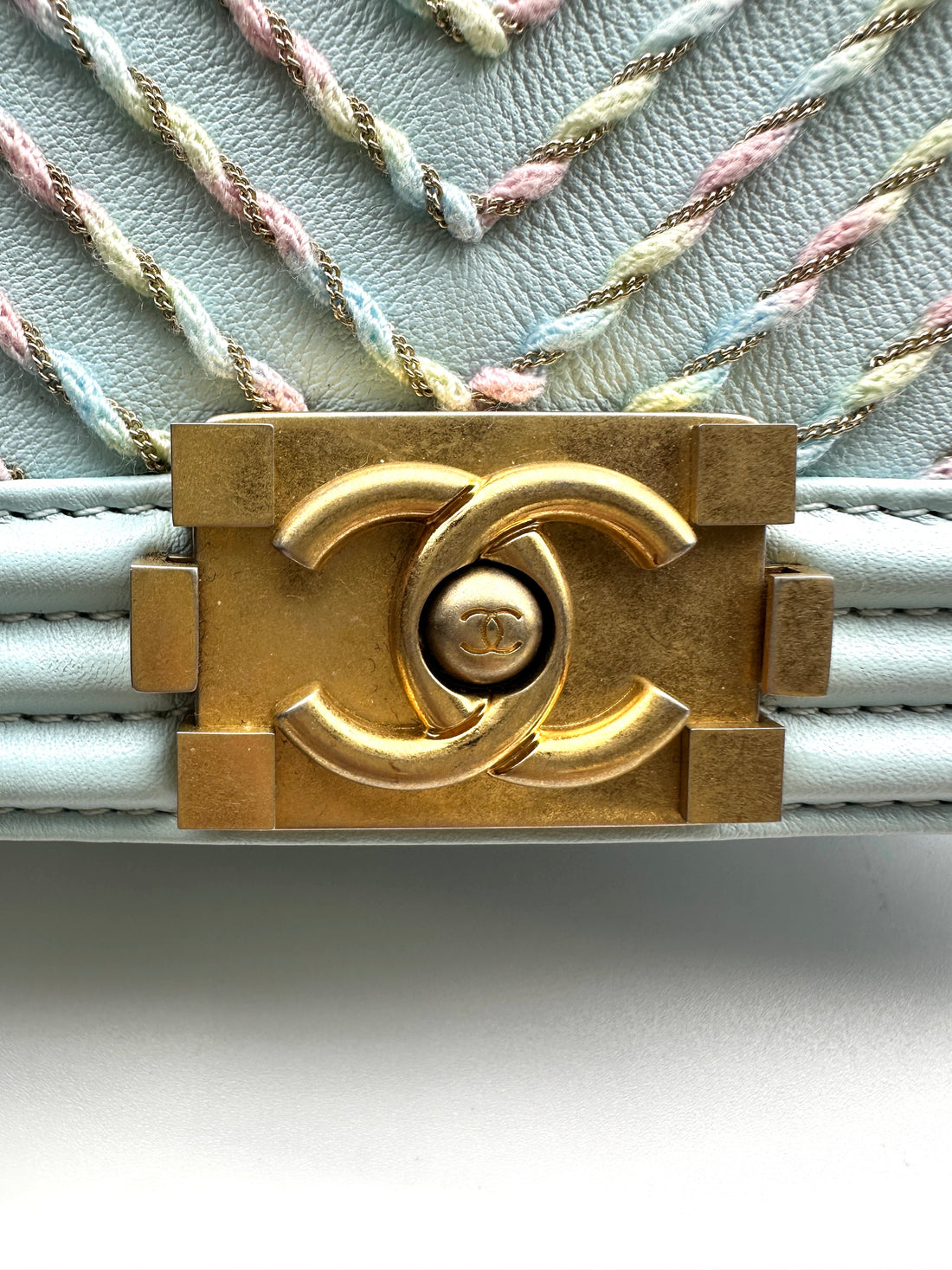 Chanel Chevron Boy Bag Small Blue (27***87) CC760