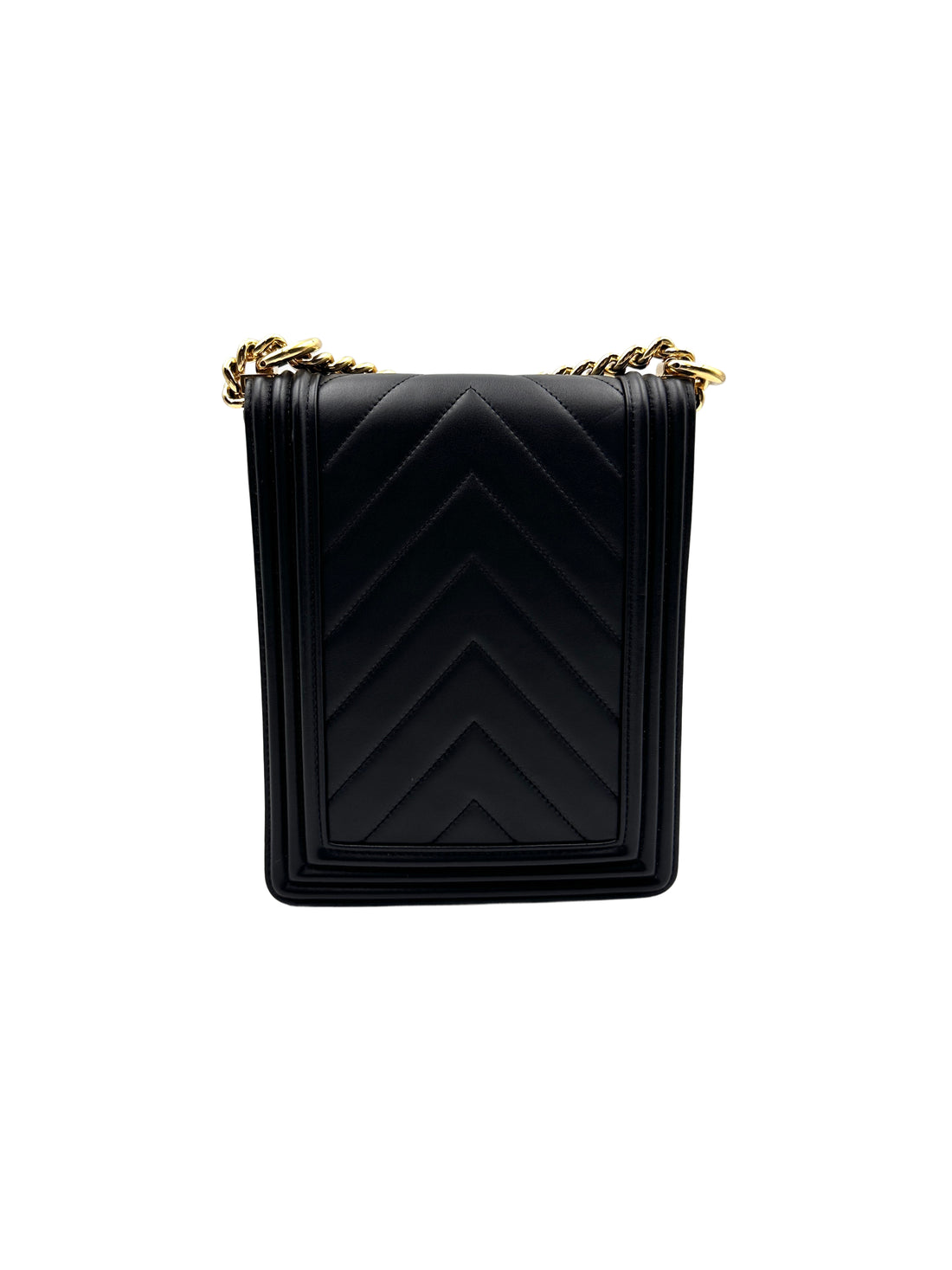 Chanel Chevron Lambskin Vertical Boy Black (28***16) cc694