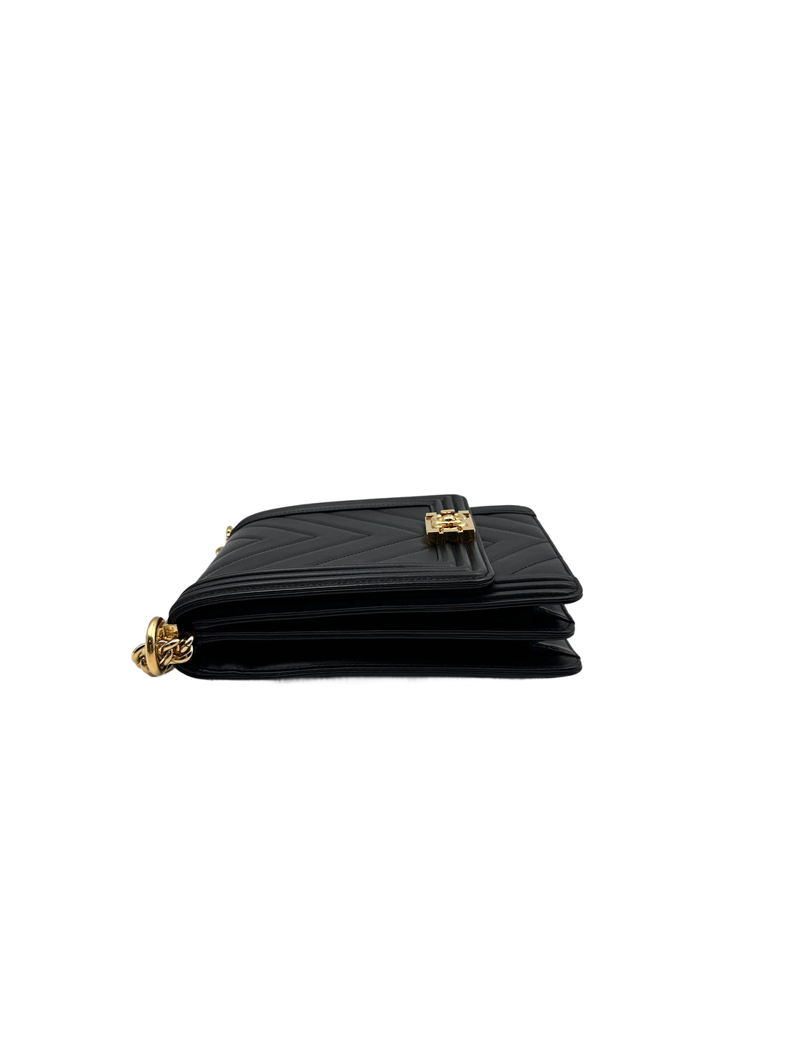 Chanel Chevron Lambskin Vertical Boy Black (28***16) cc694