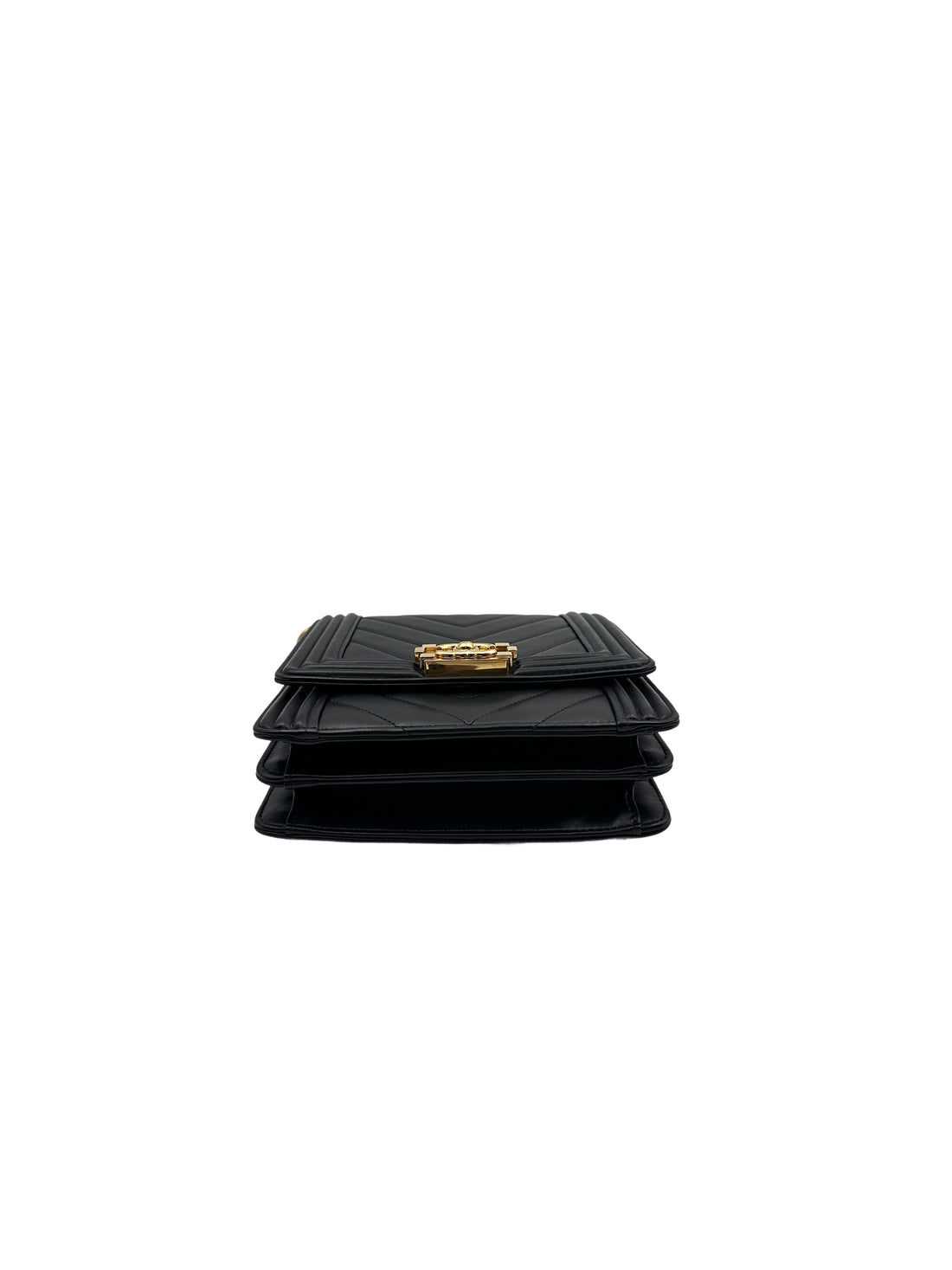 Chanel Chevron Lambskin Vertical Boy Black (28***16) cc694