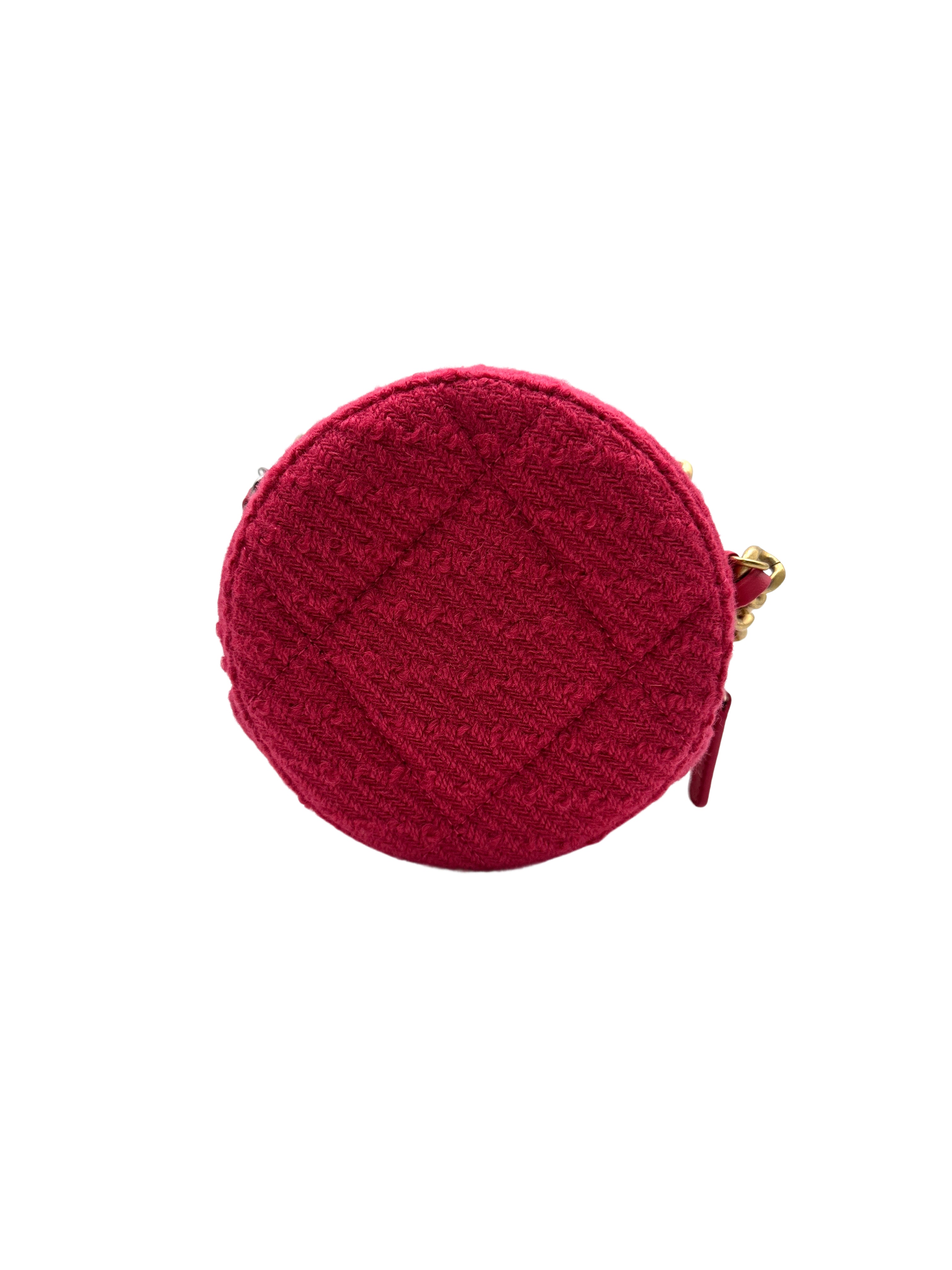 Chanel Chanel 19 Round Clutch with Chain Pink tweed (28***16) cc667