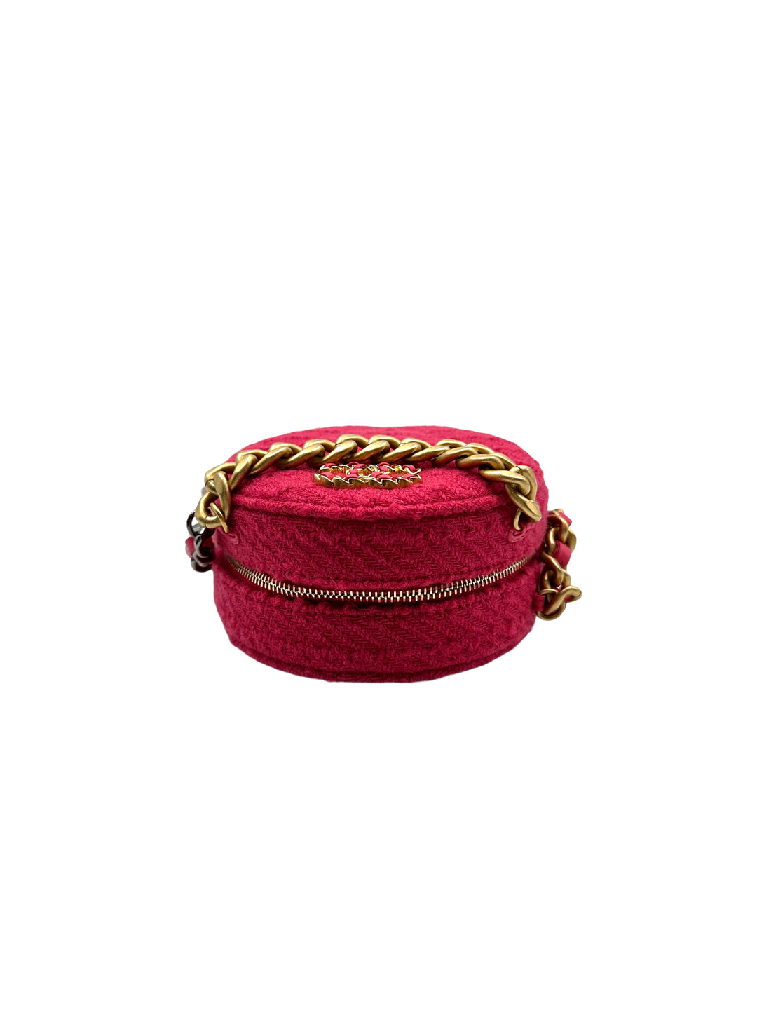 Chanel Chanel 19 Round Clutch with Chain Pink tweed (28***16) cc667