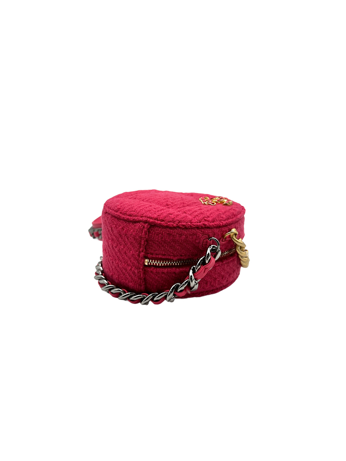 Chanel Chanel 19 Round Clutch with Chain Pink tweed (28***16) cc667