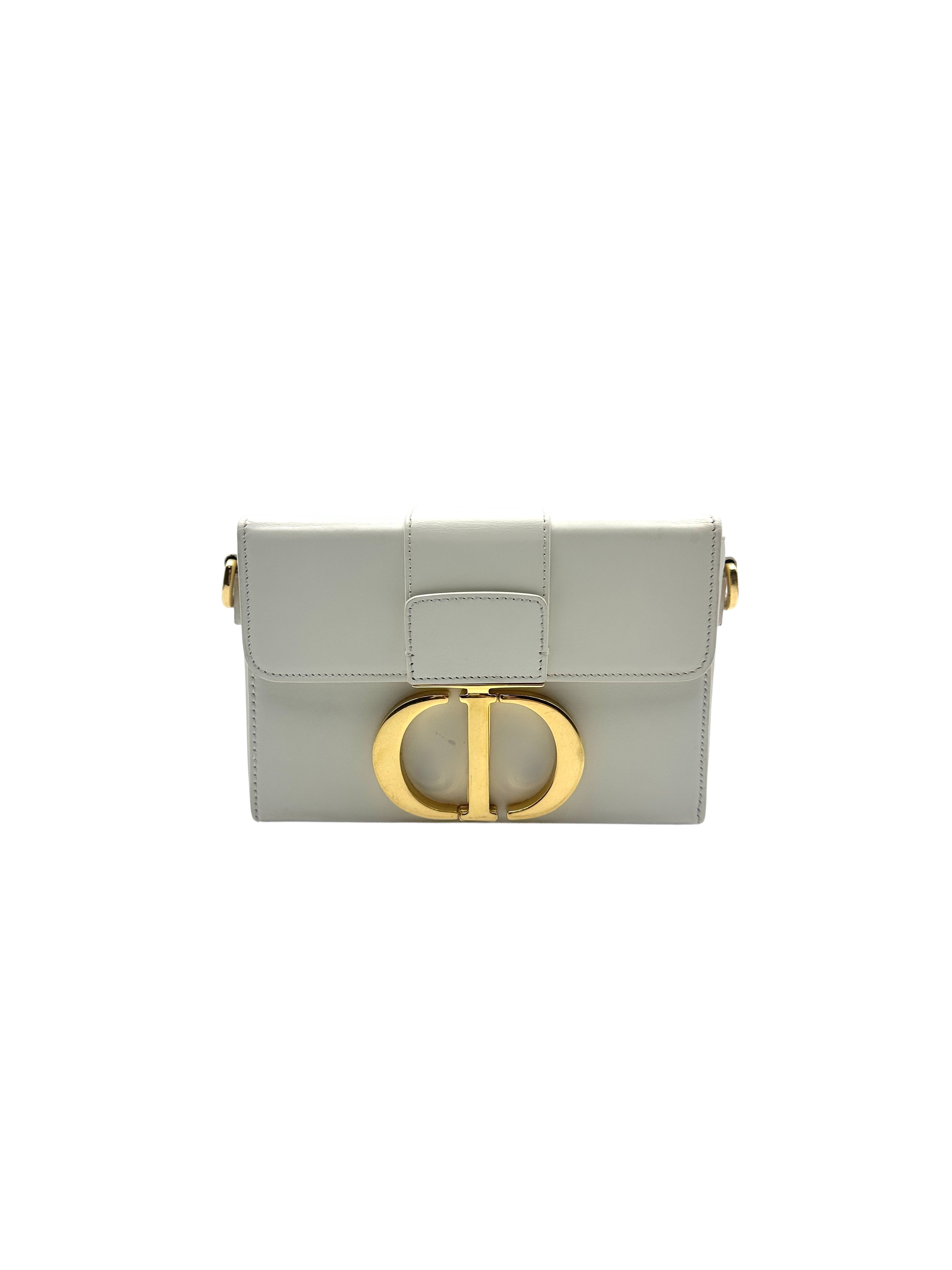 Christian Dior Calfskin 30 Montaigne Bag White Gold Hardware DR288