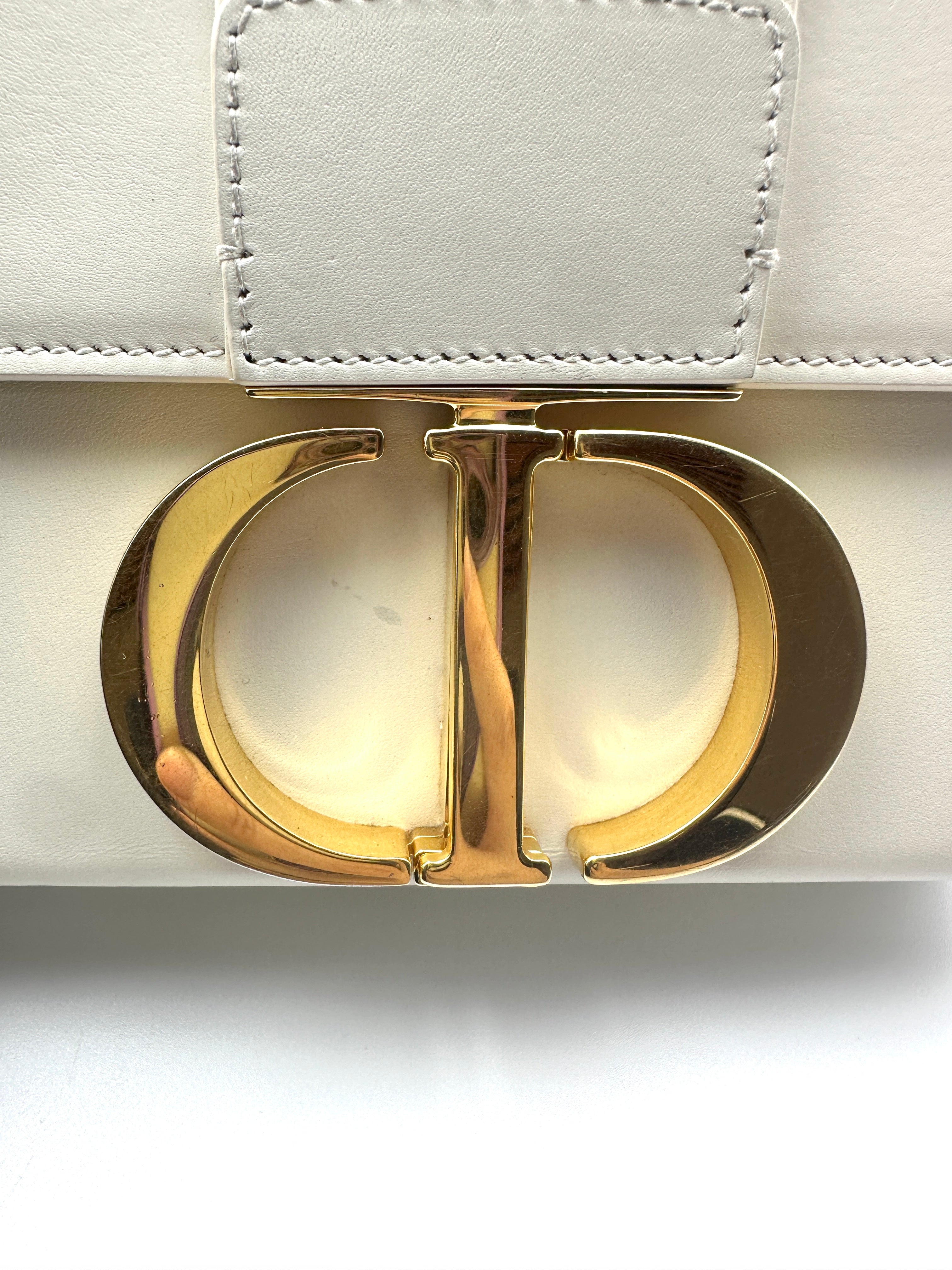 Christian Dior Calfskin 30 Montaigne Bag White Gold Hardware DR288