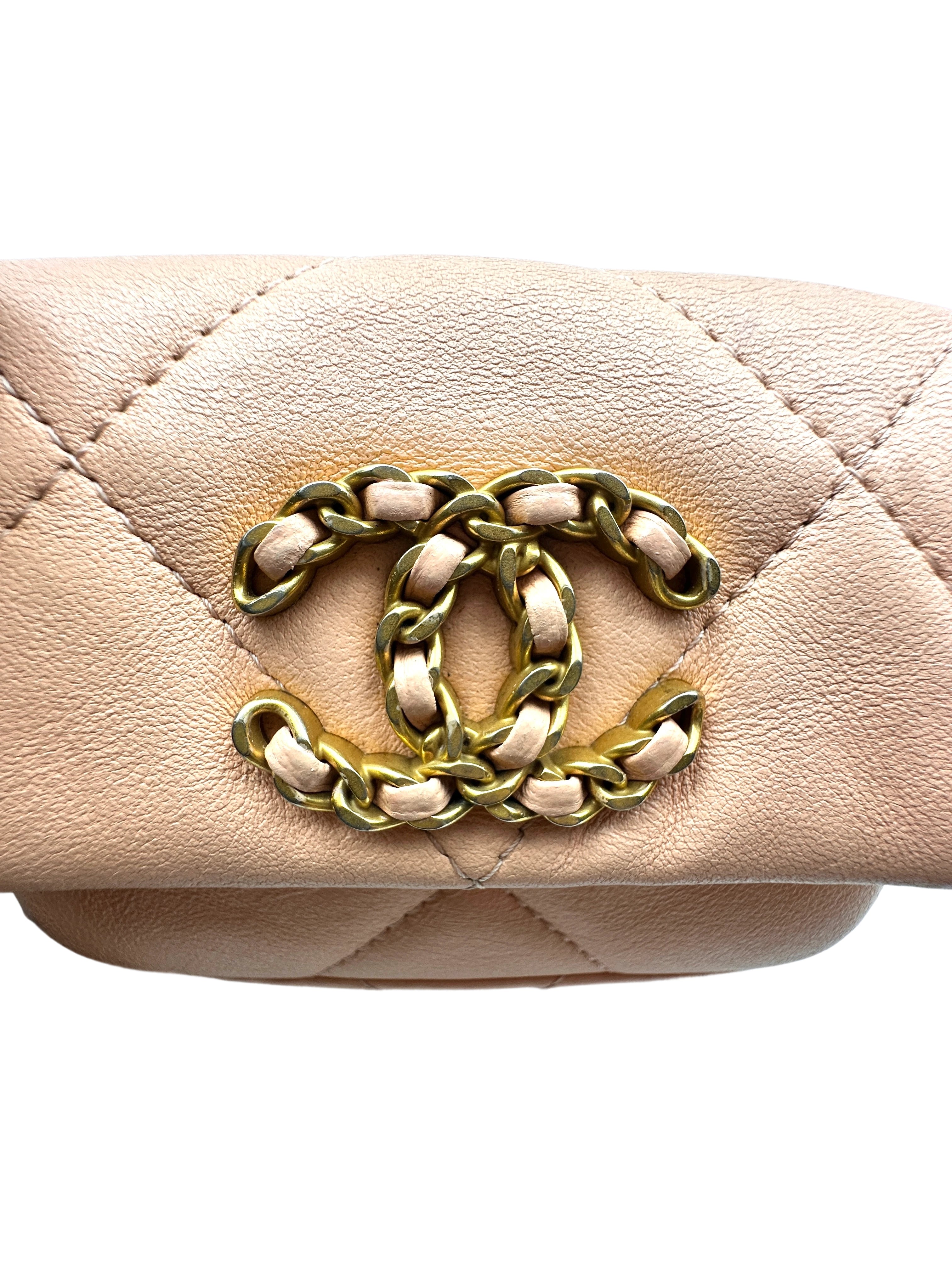 Chanel Quilted Lambskin Leather 19 Flap Belt Bag light orange (31***34) cc681