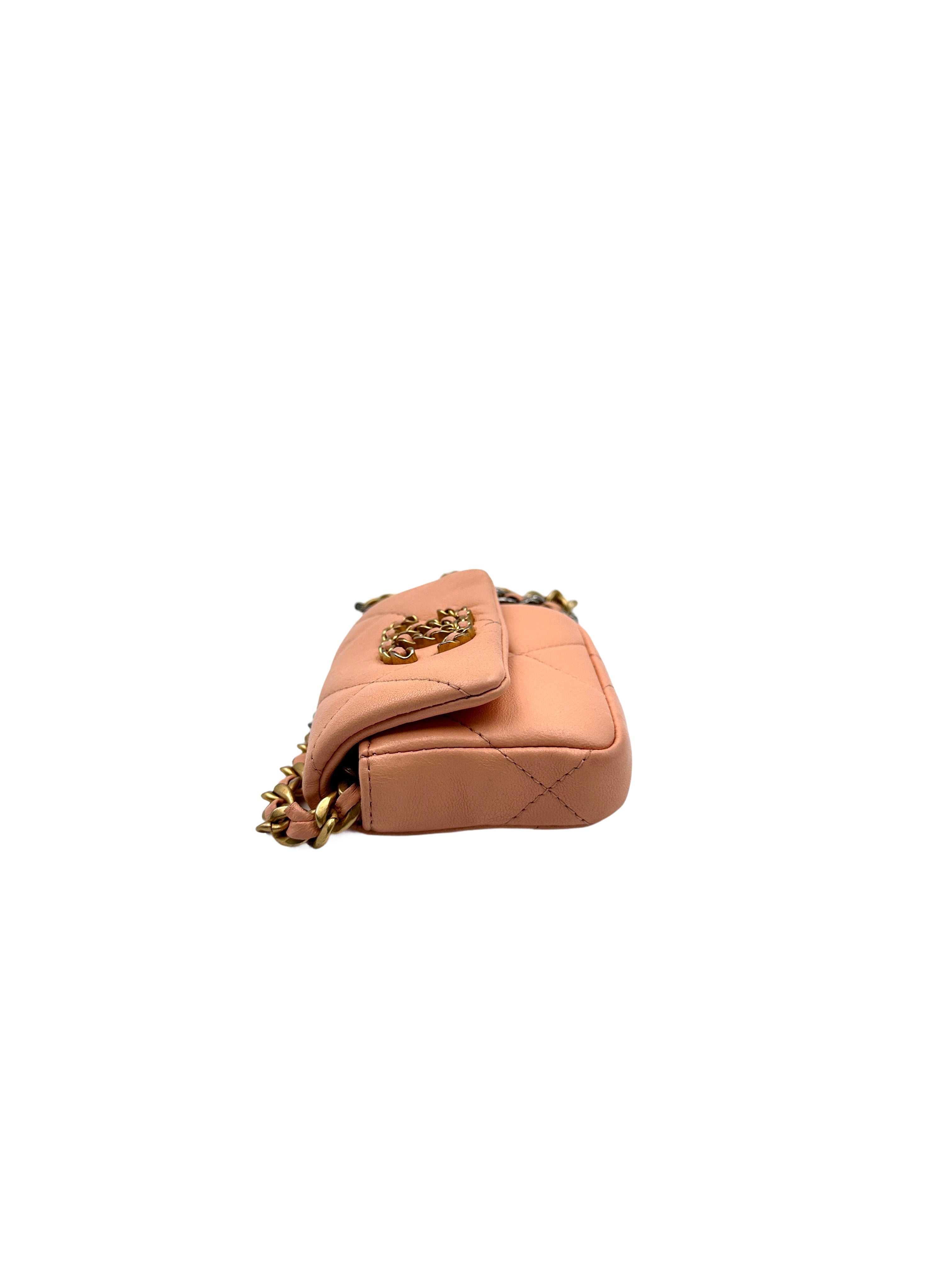 Chanel Quilted Lambskin Leather 19 Flap Belt Bag light orange (31***34) cc681