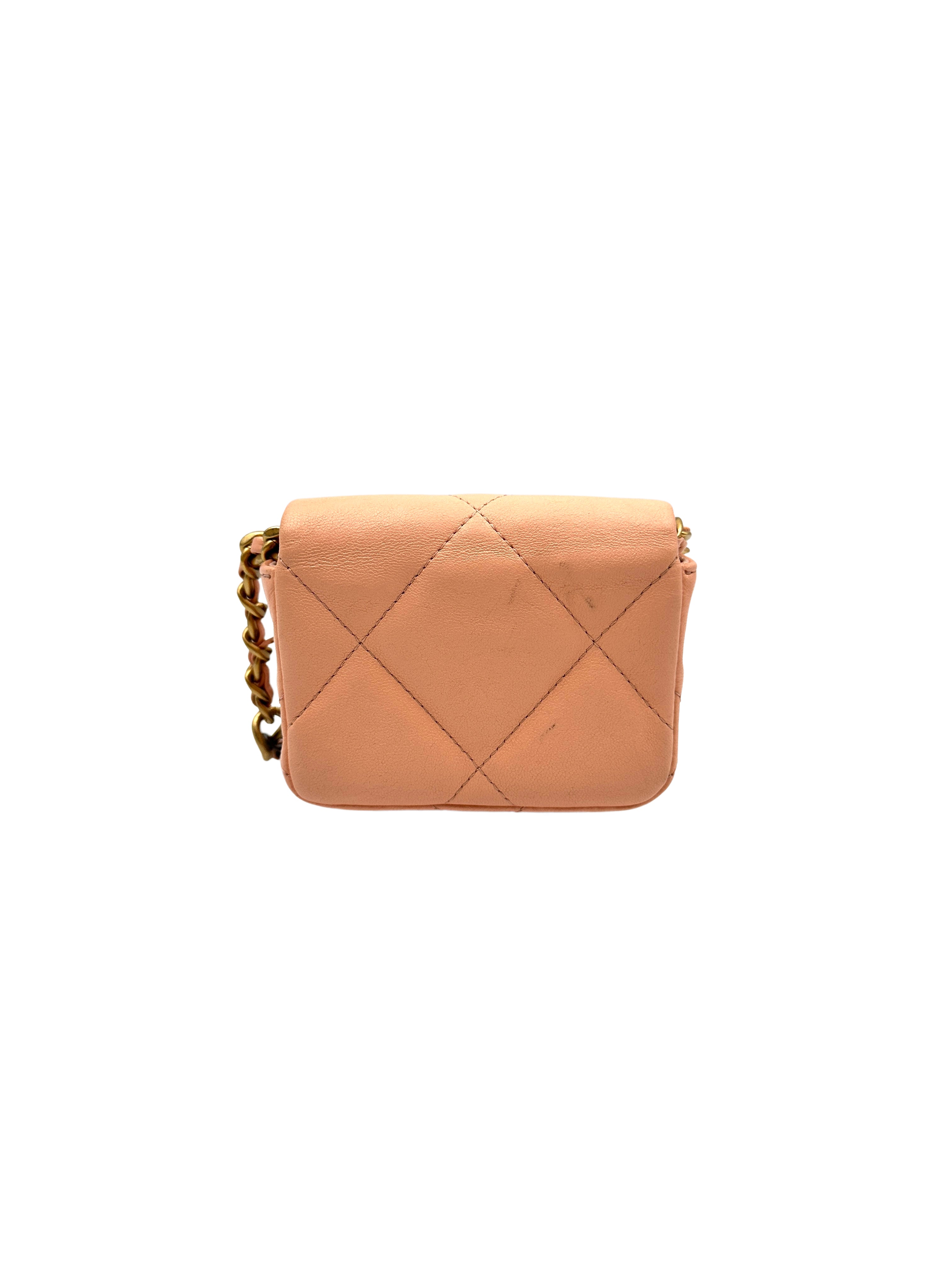 Chanel Quilted Lambskin Leather 19 Flap Belt Bag light orange (31***34) cc681