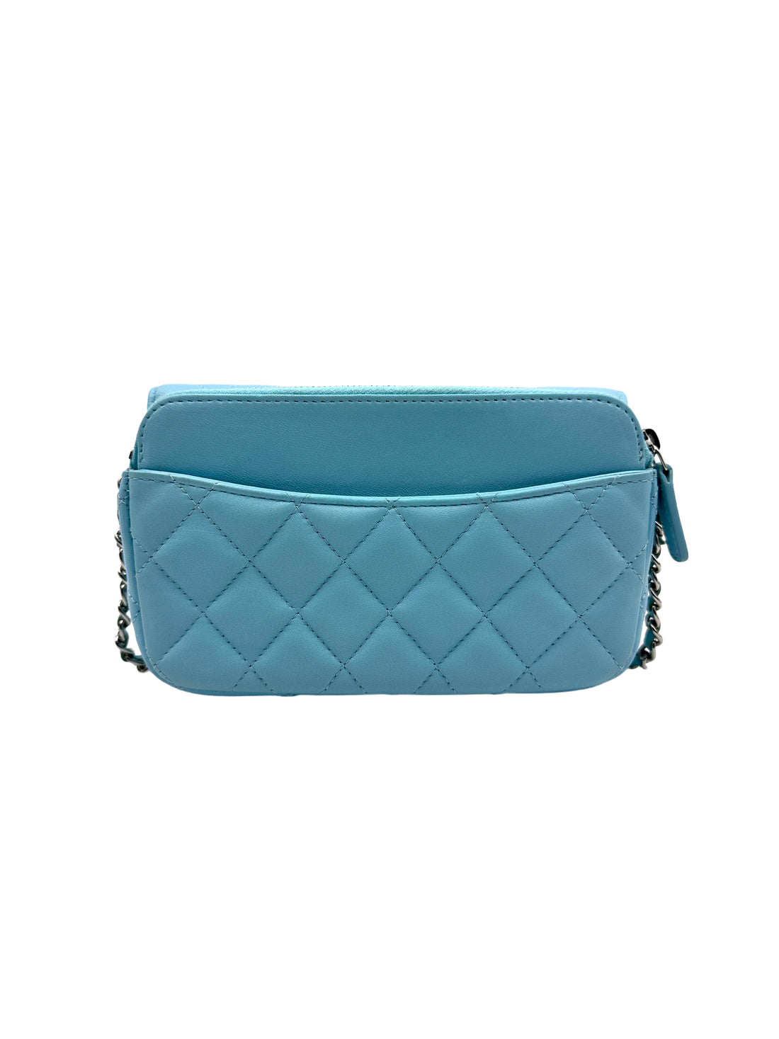 Chanel Quilted Classic Flap Phone Holder with Chain Blue (31***49) cc695