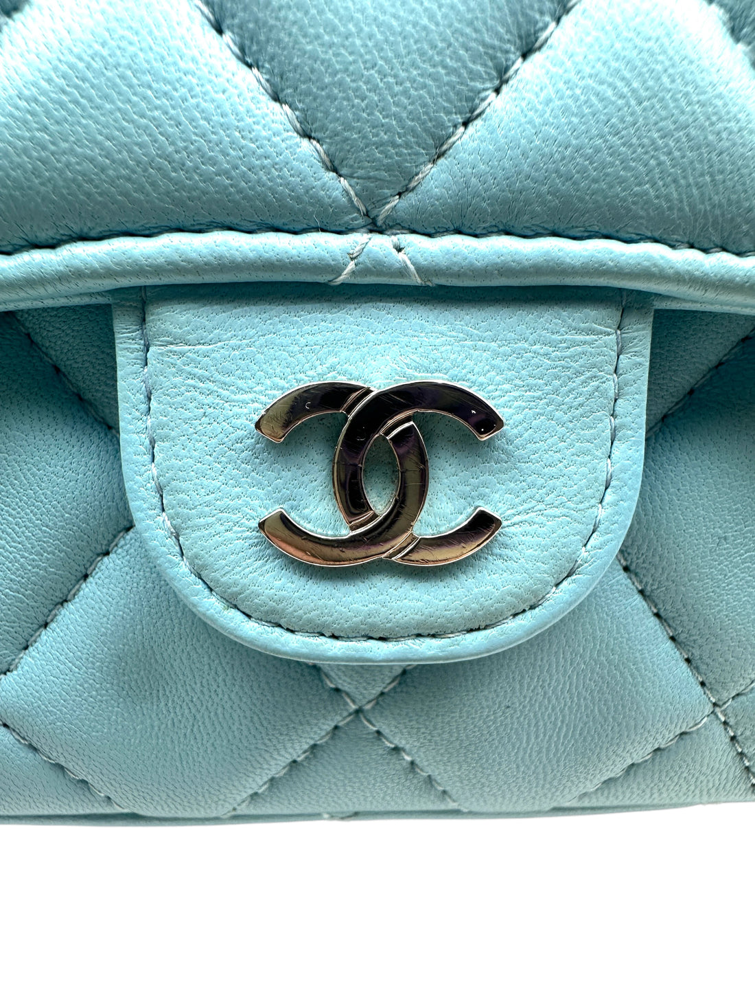 Chanel Quilted Classic Flap Phone Holder with Chain Blue (31***49) cc695