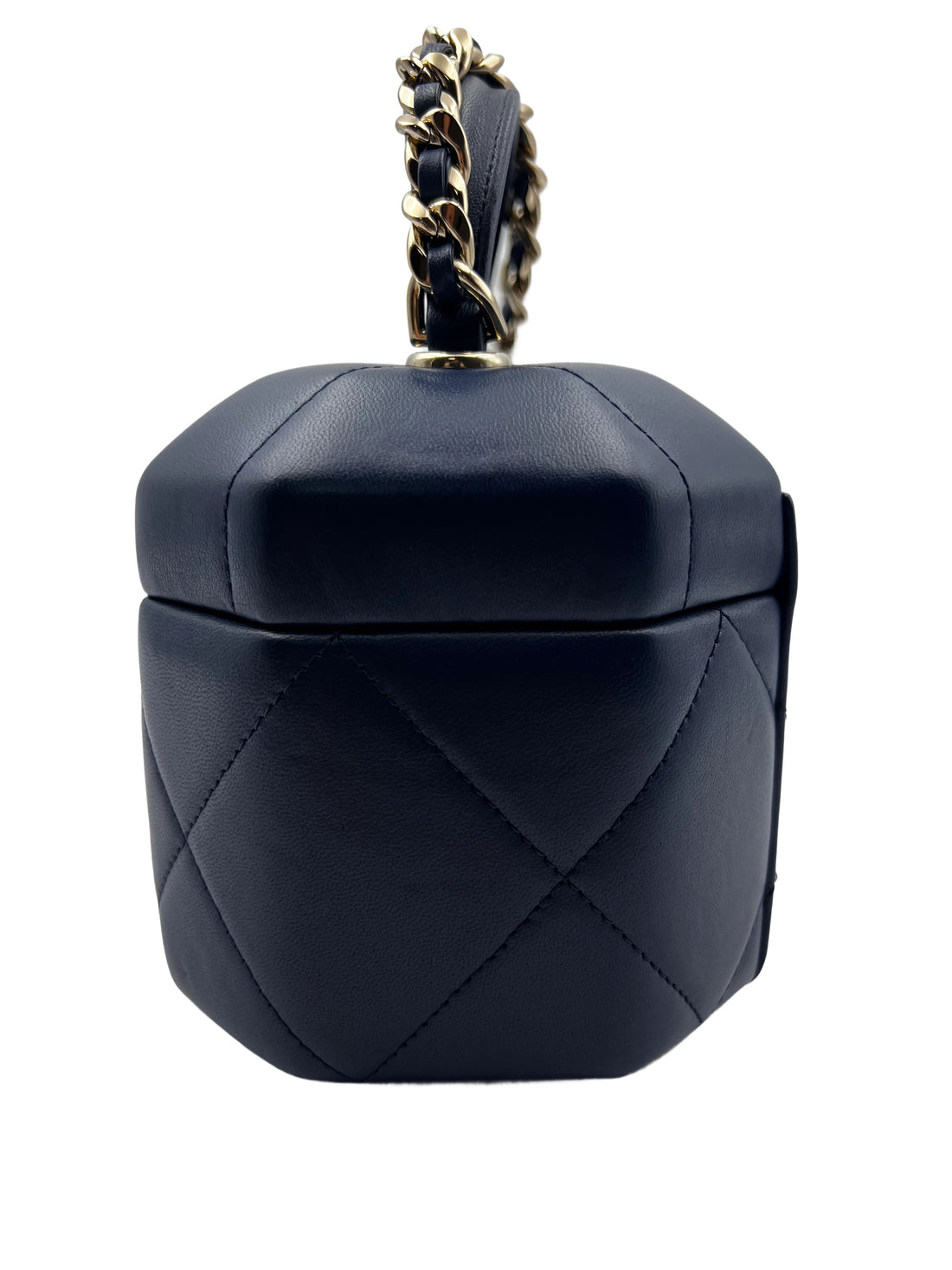 Chanel navy vendome lambskin top handel box bag cc711