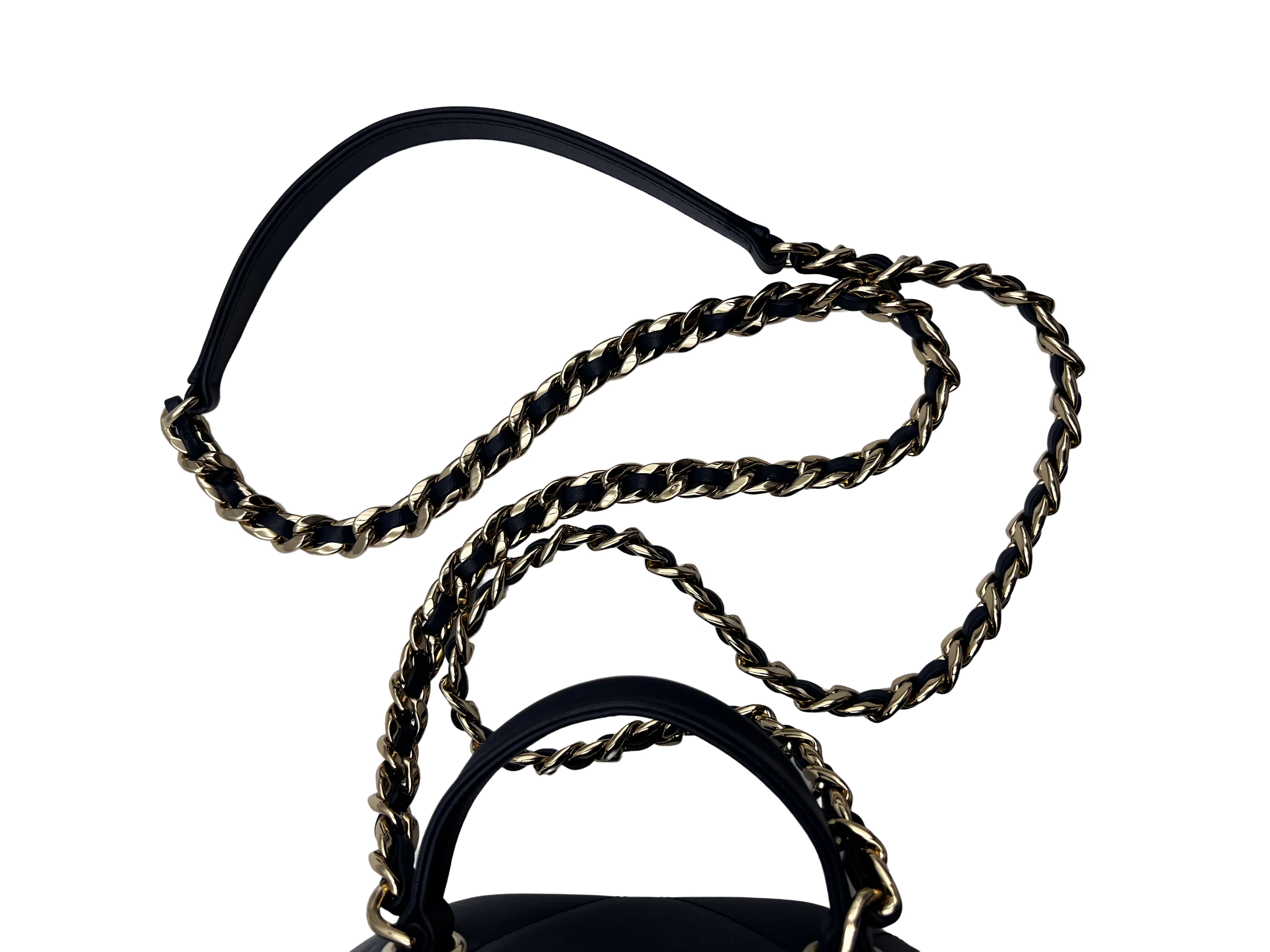 Chanel navy vendome lambskin top handel box bag cc711