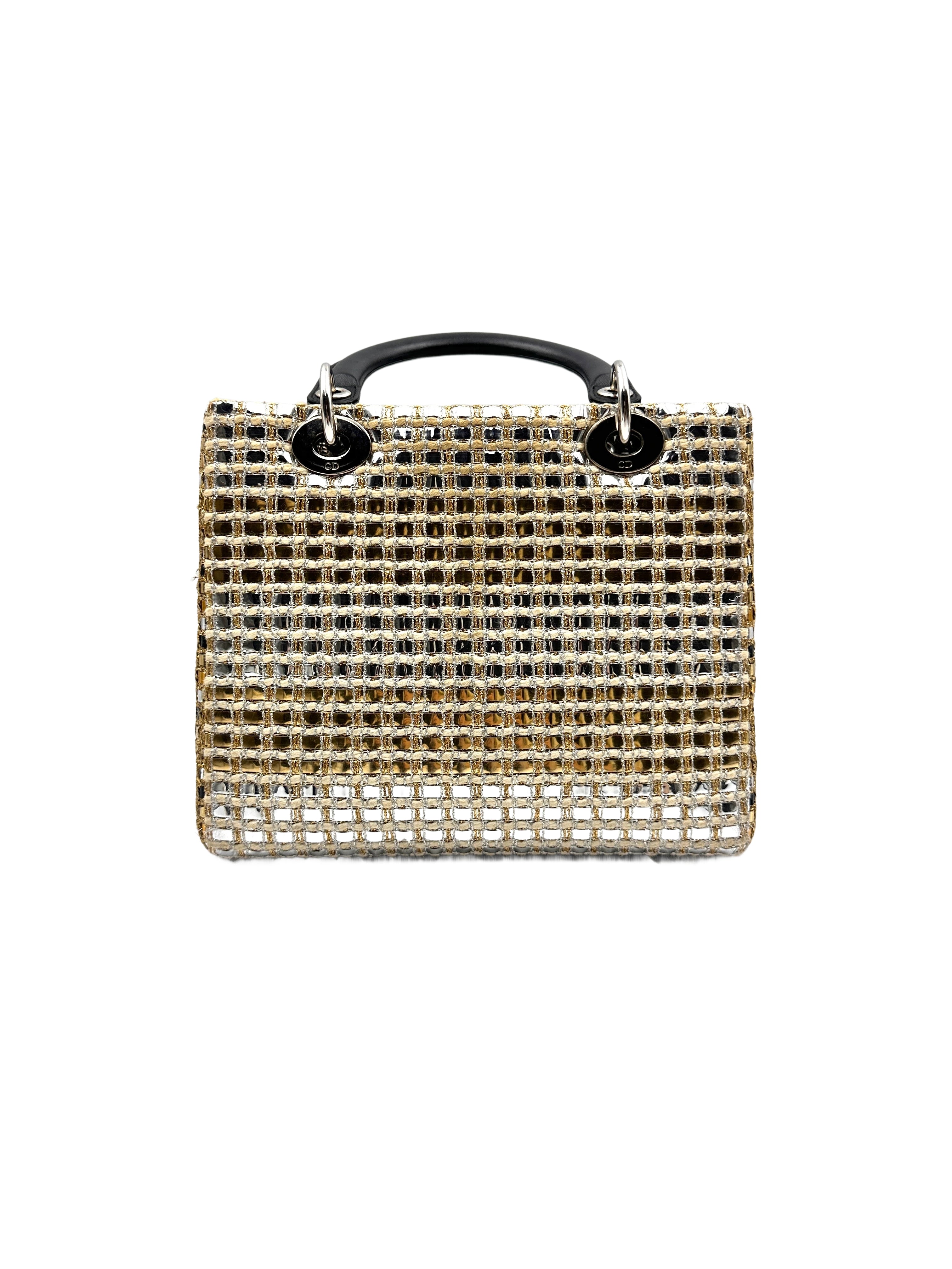 Christian Dior Matallic Tweed Medium Lady Dior Gold DR279