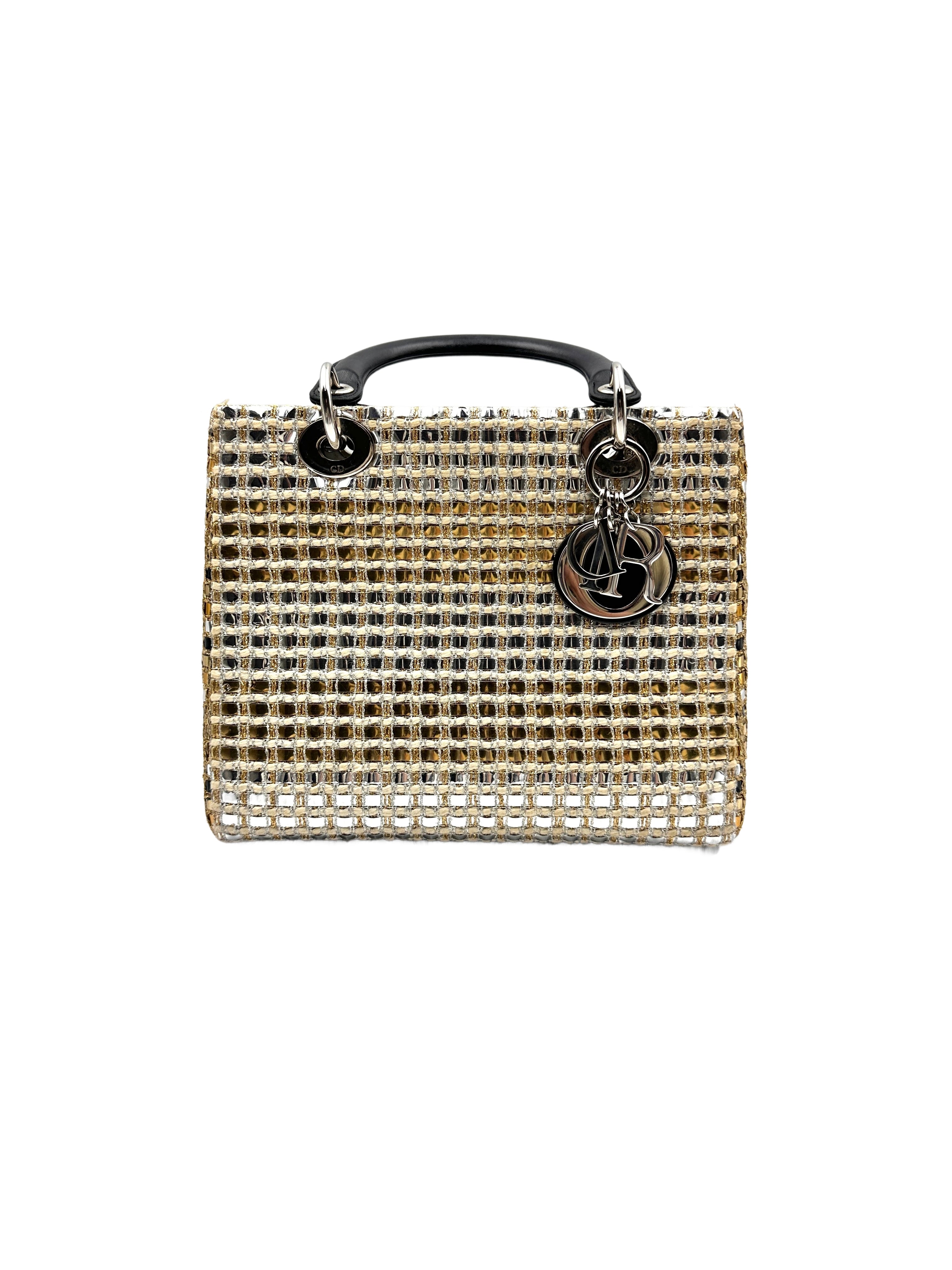 Christian Dior Matallic Tweed Medium Lady Dior Gold DR279