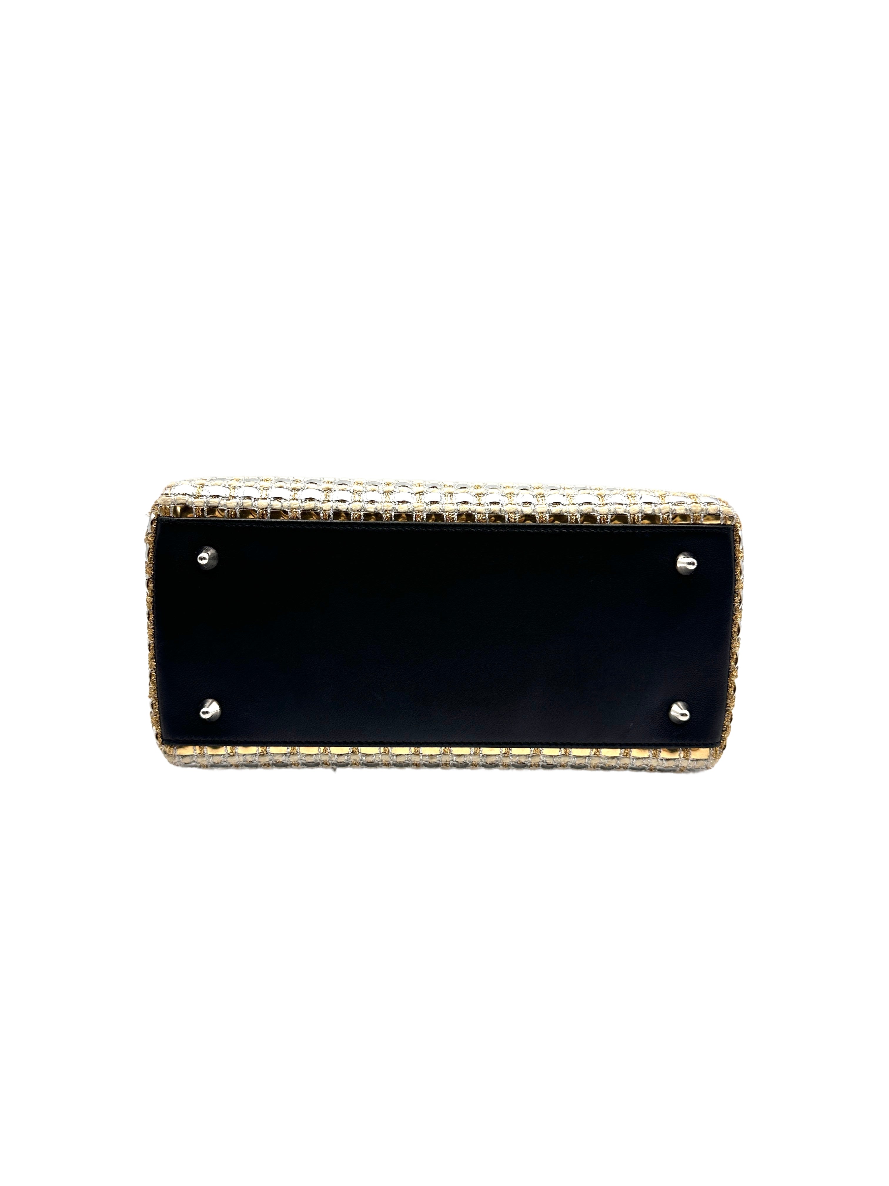 Christian Dior Matallic Tweed Medium Lady Dior Gold DR279