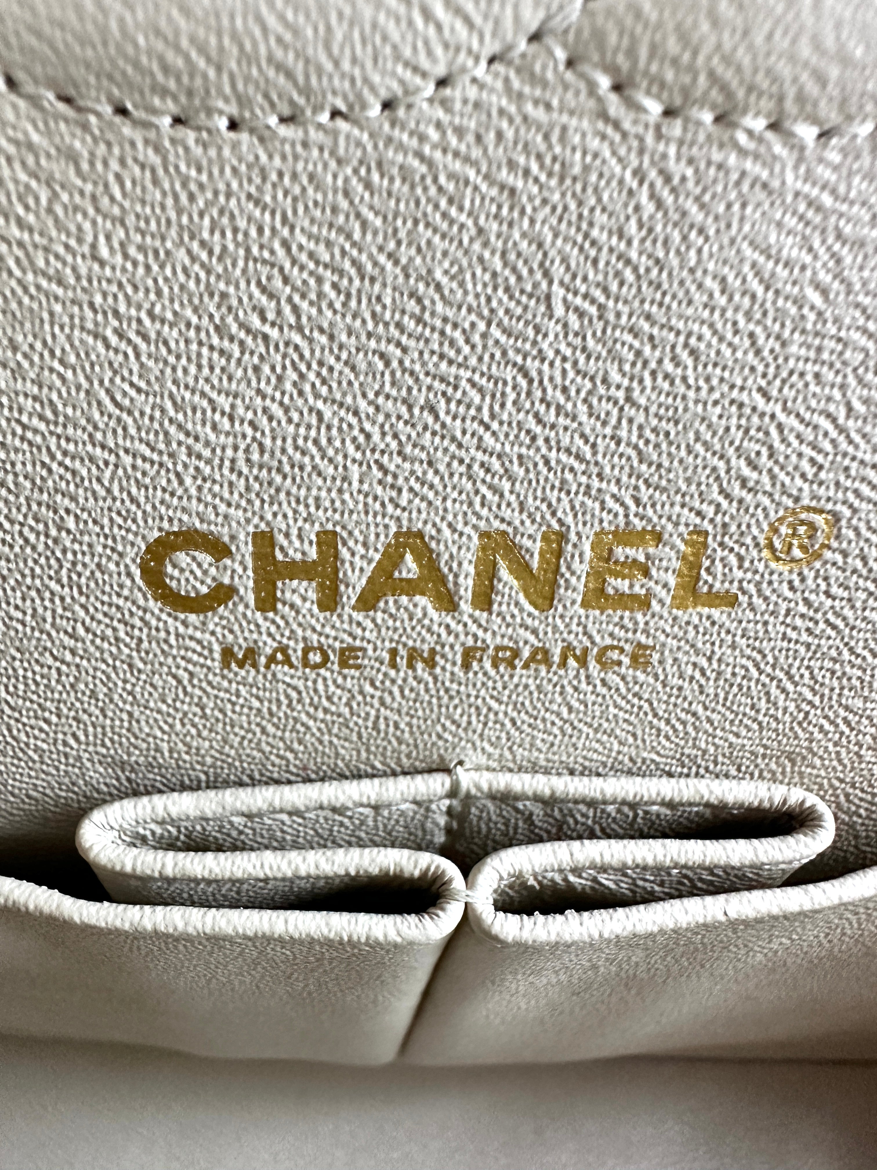Chanel Classic Double Flap Bag Quilted Striped Canvas Medium CC714