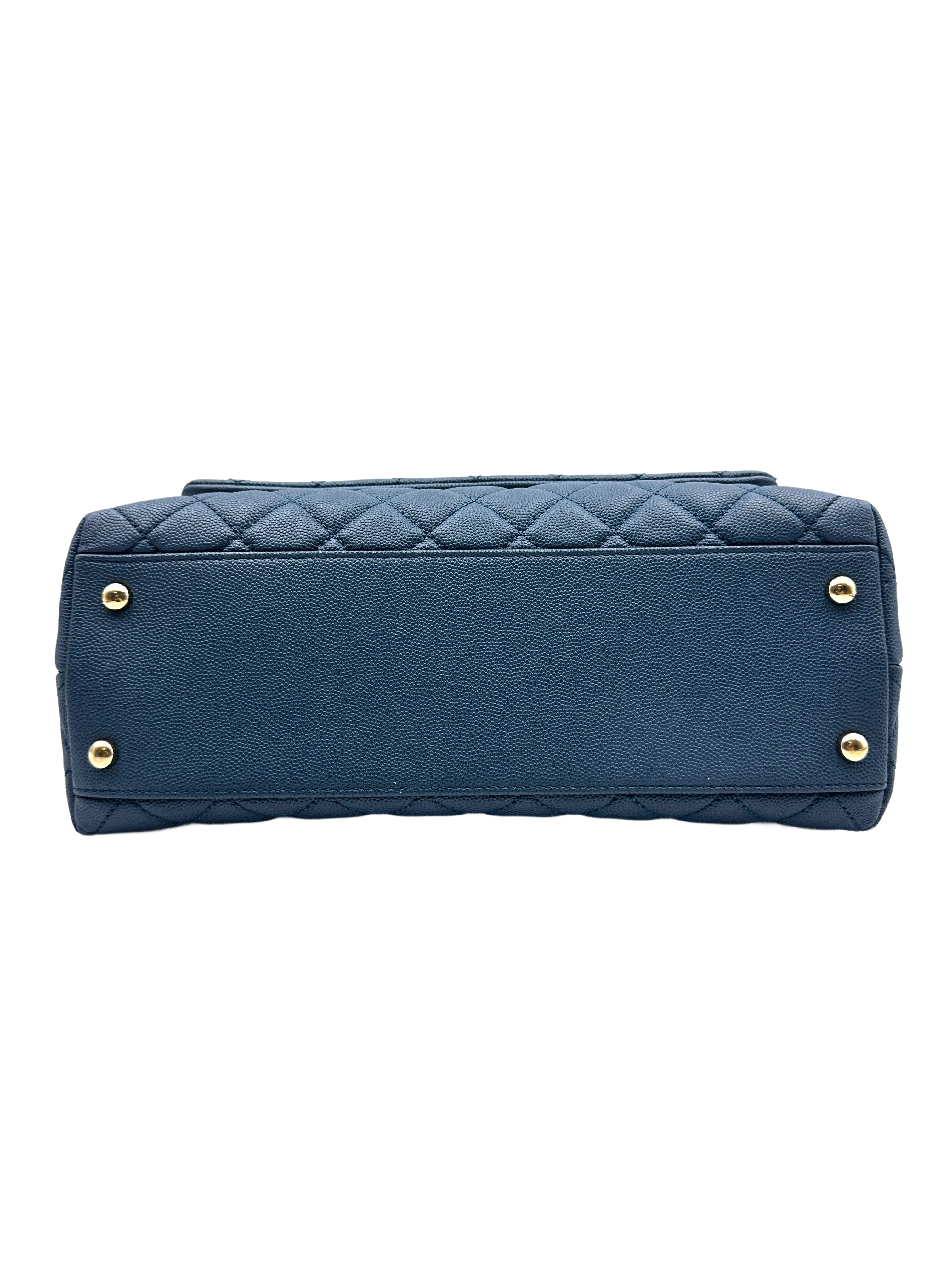 Chaneln Caviar Coco Top Handle Handle Turquoise 27 Series CC731