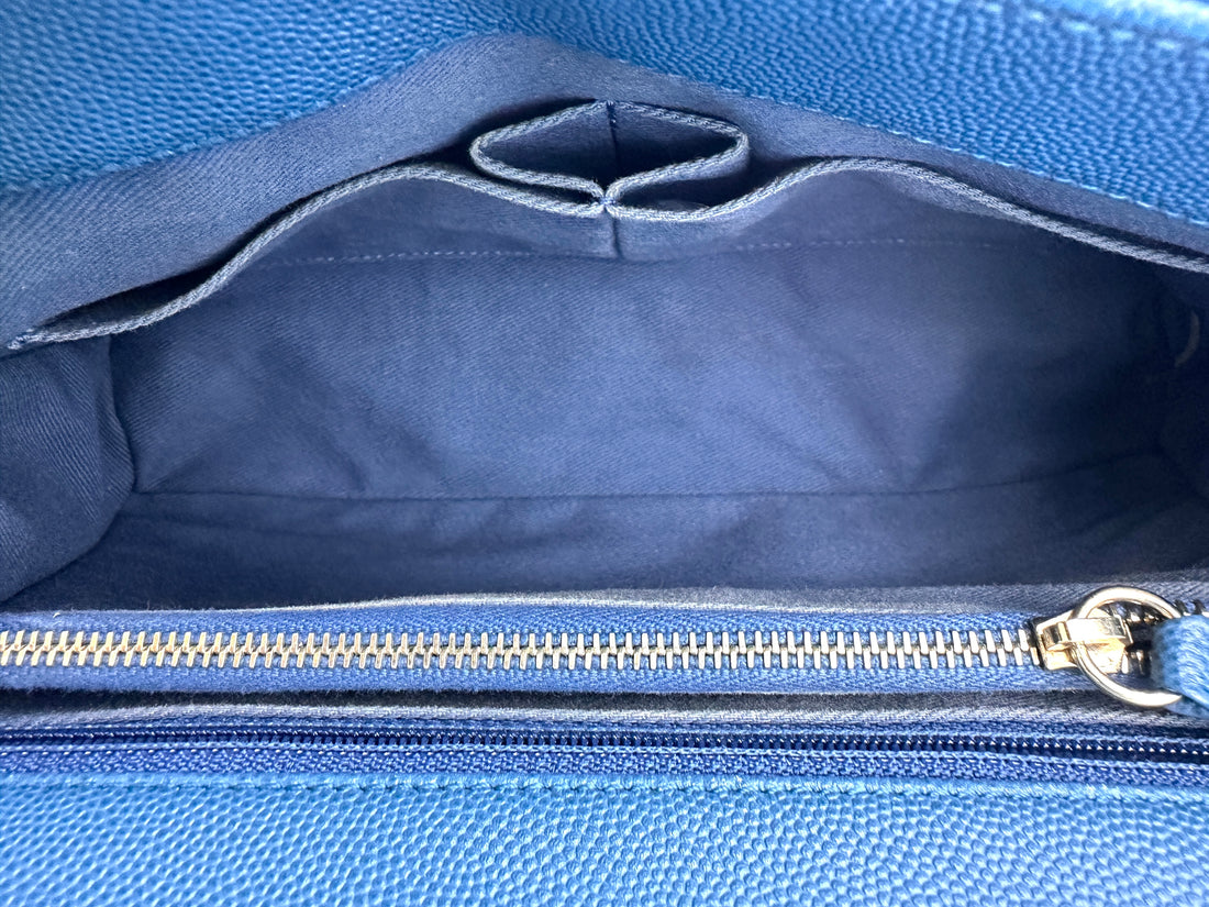 Chaneln Caviar Coco Top Handle Handle Turquoise 27 Series CC731