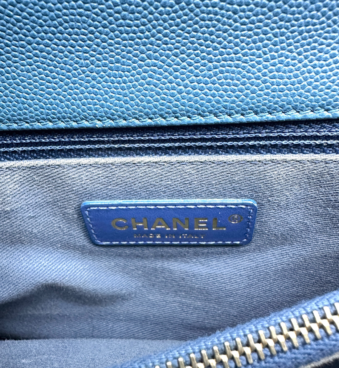 Chaneln Caviar Coco Top Handle Handle Turquoise 27 Series CC731