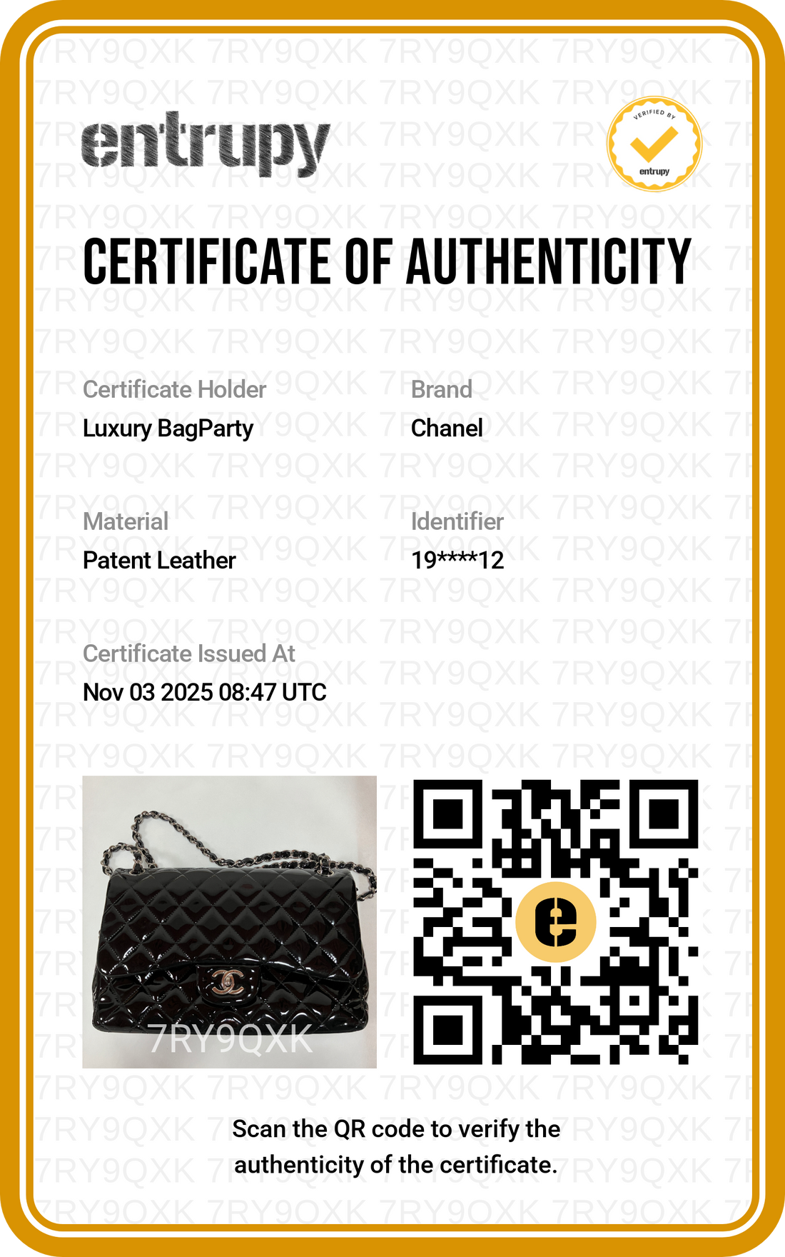 Chanel patent double flap jumbo black CC710
