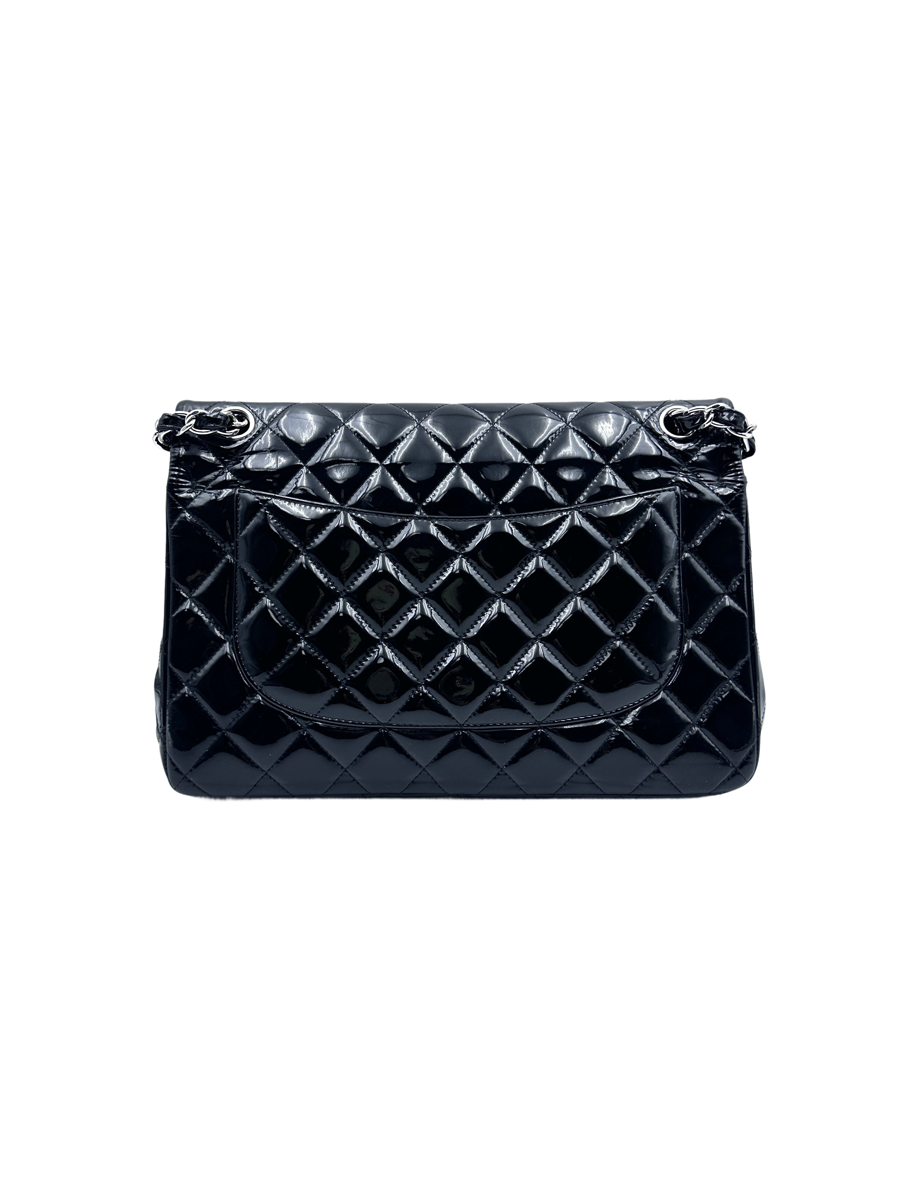 Chanel patent double flap jumbo black CC710